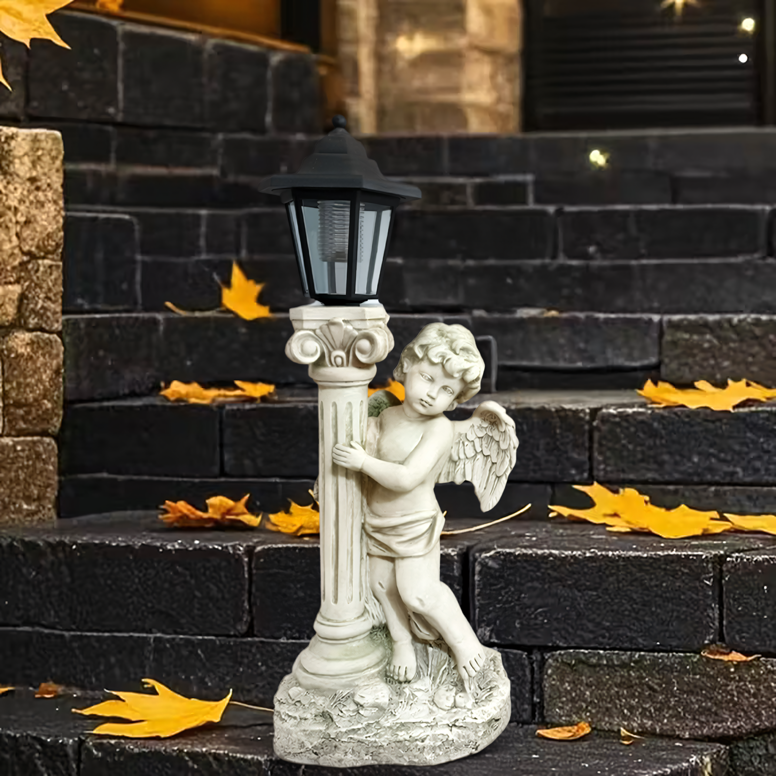 Figurka Candle Holder Decoration Statue Solar LED Angel for Garden or Grave 49cm