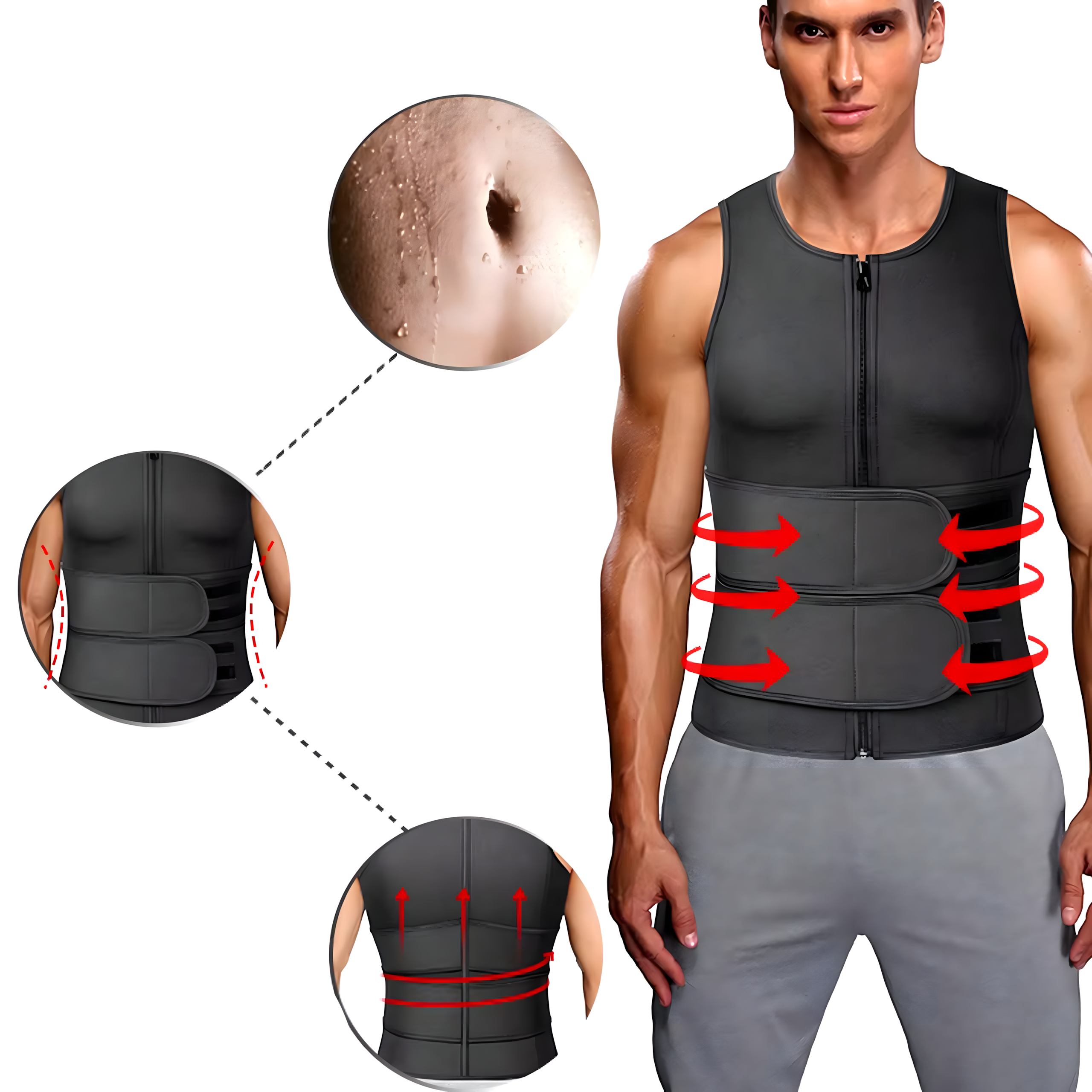 Meeste neopreenist fitness-vest XL saunatreeningu spordisalendav