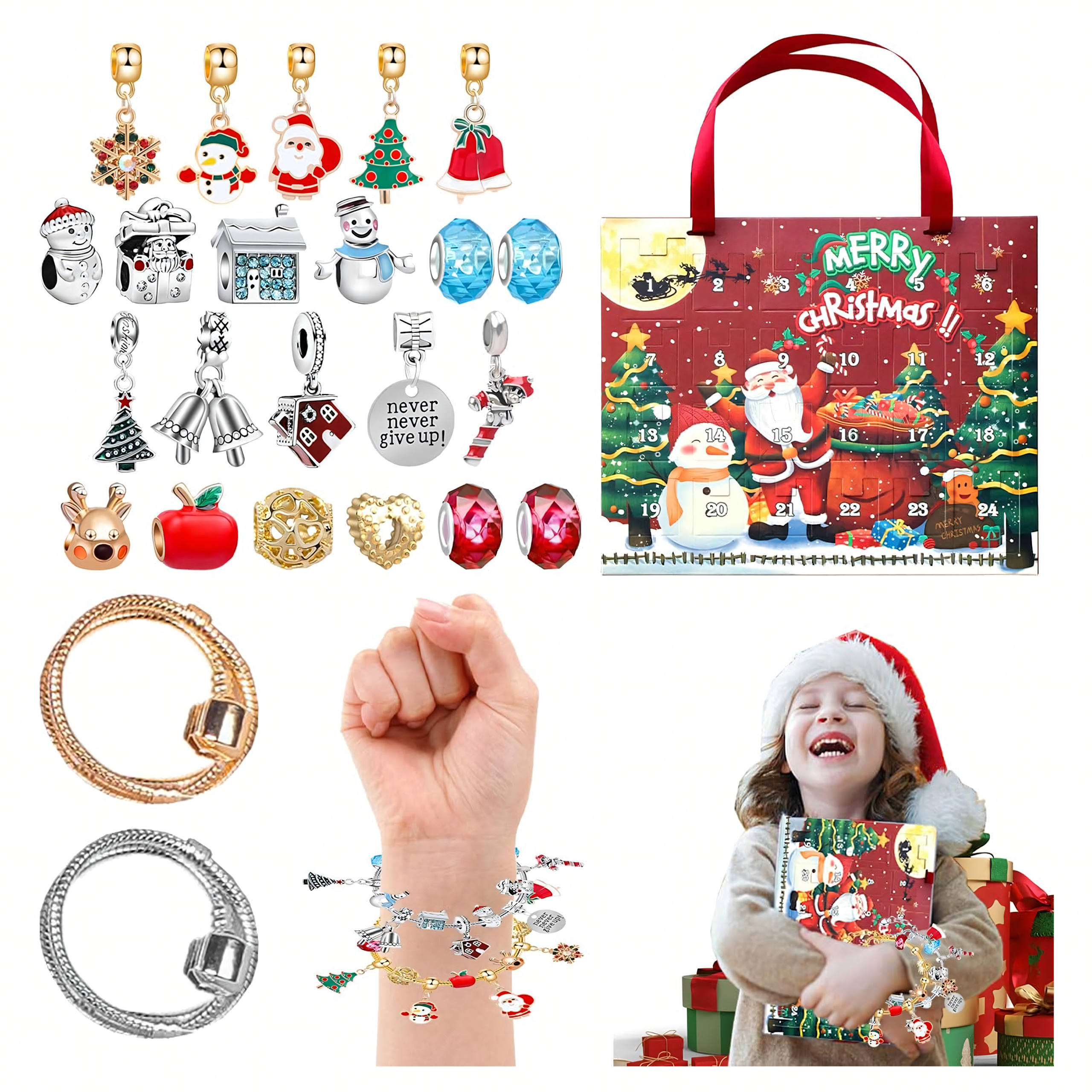 Advent Calendar Jewelry Bracelets Charms 24 pcs DIY Gift