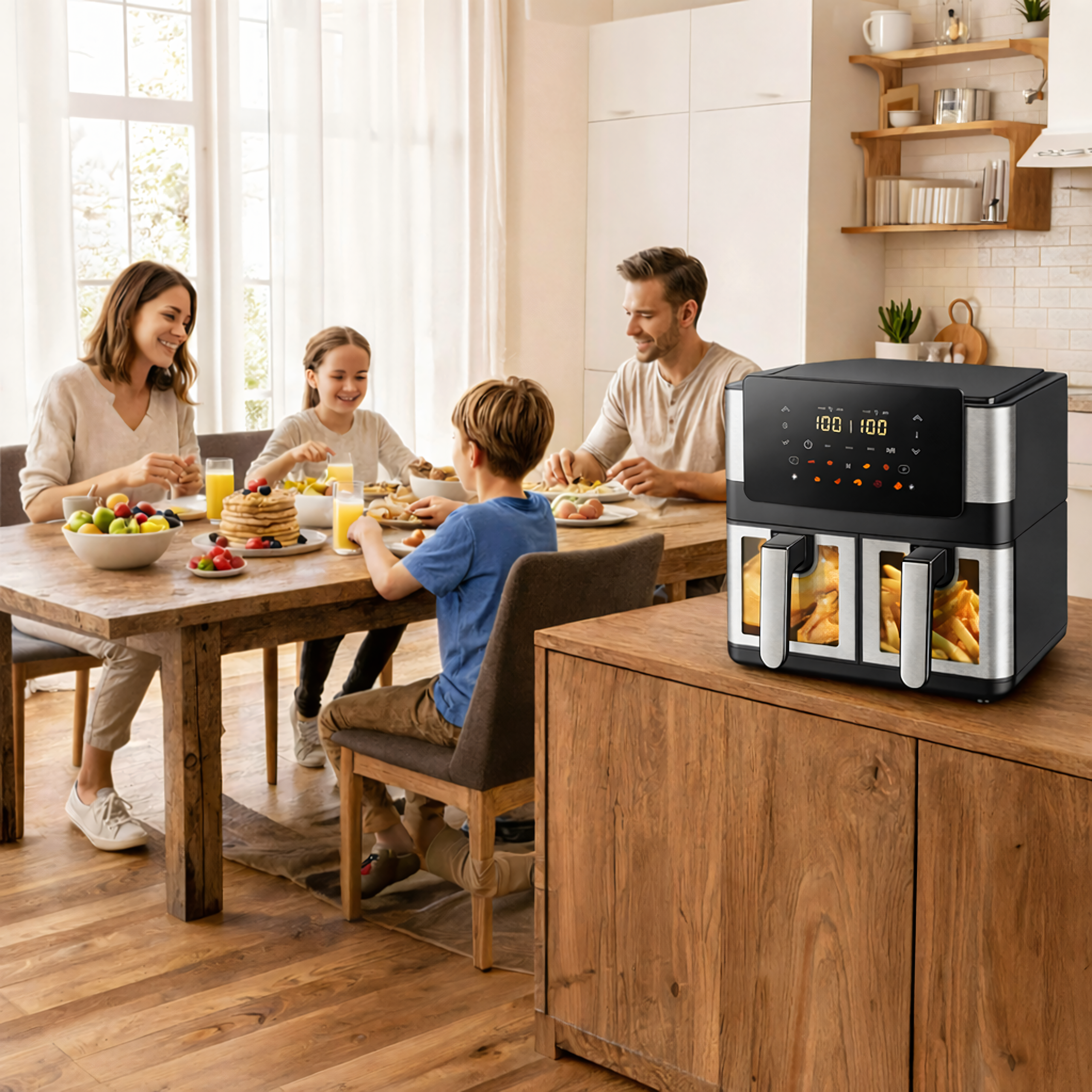 8L Air Fryer with 4L Secondary Basket 2000W 12 Programs