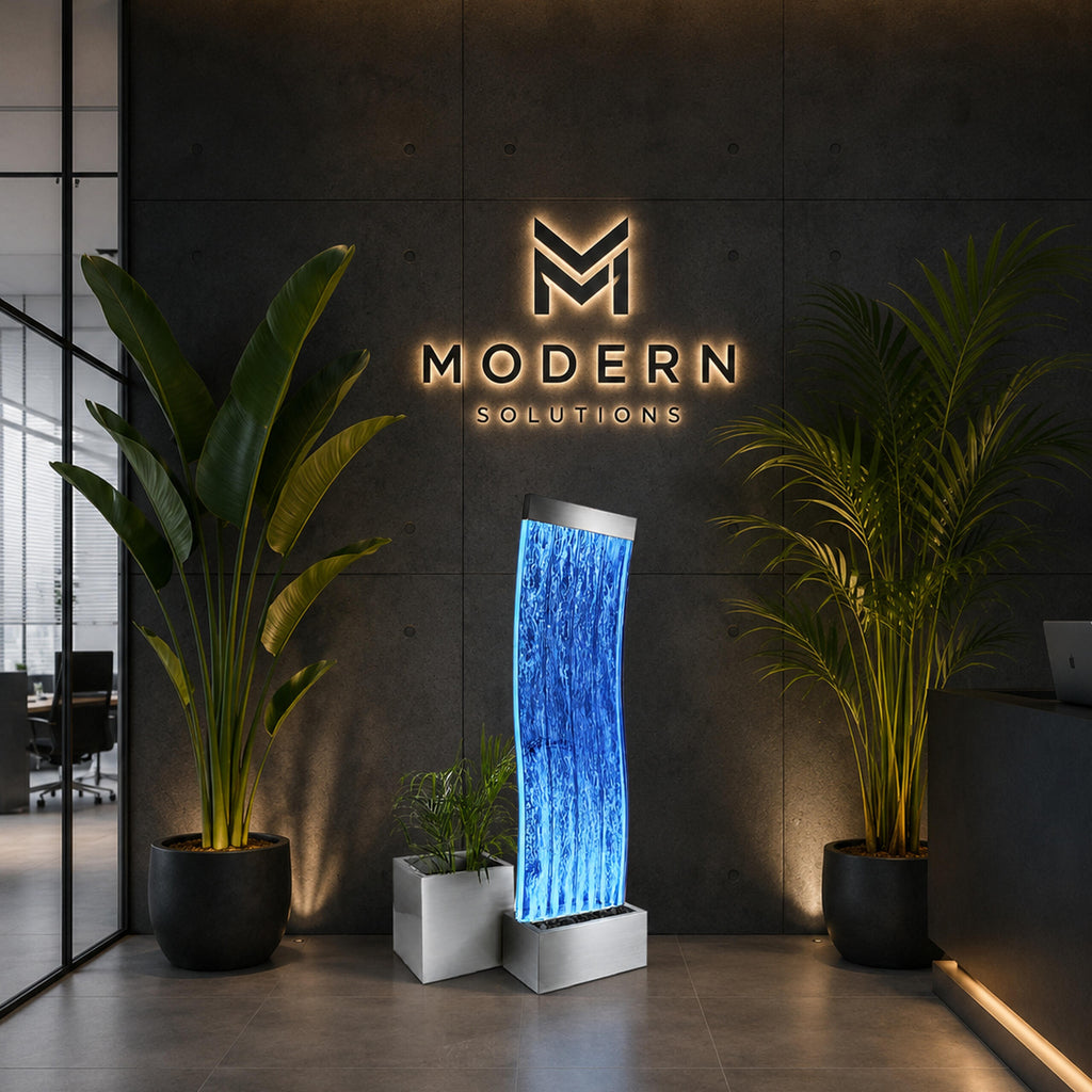 Freestanding Bubble Water Wall Fountain with LED Colors 183x50x28cm