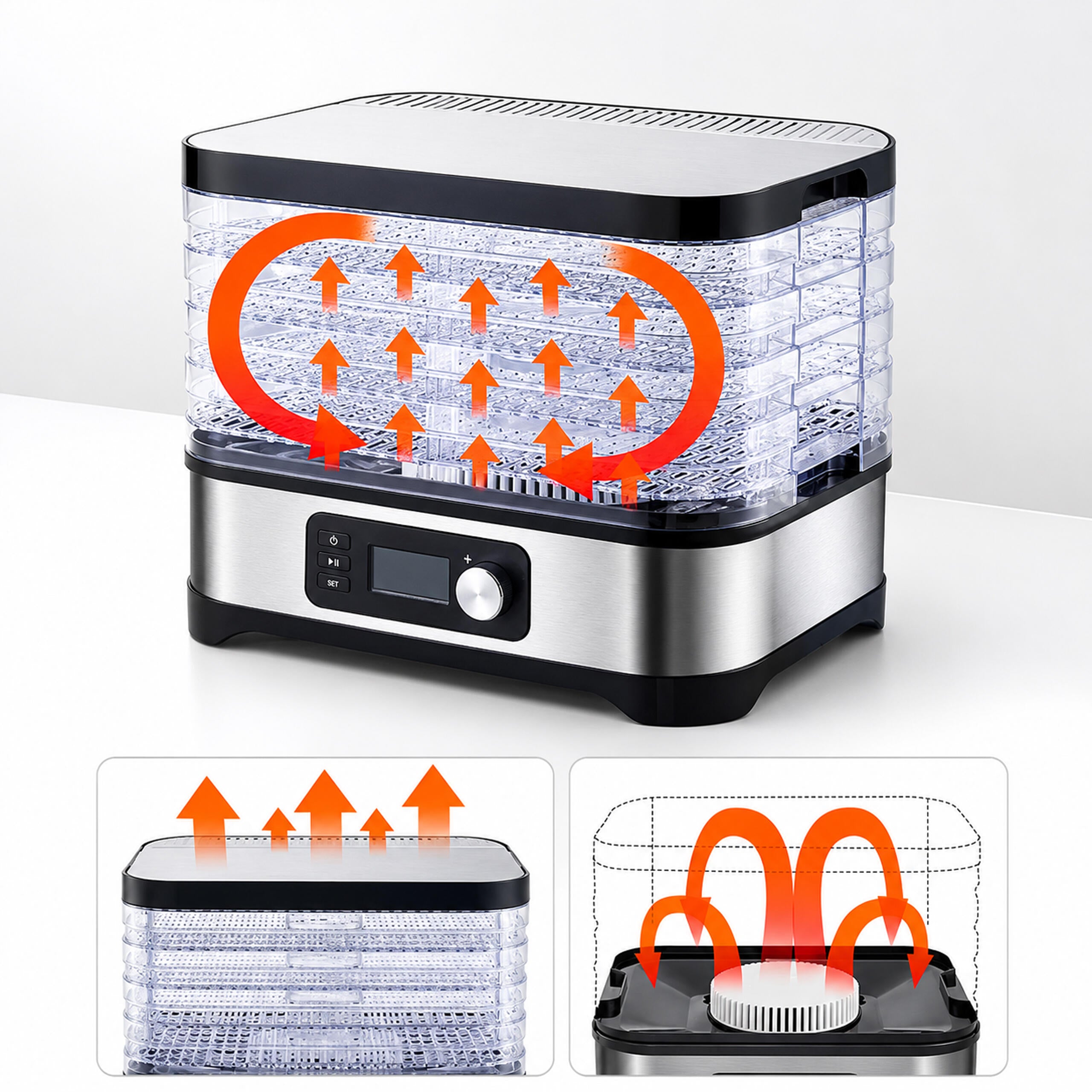 56x Food Dehydrator for Mushrooms, Vegetables, and Fruits with Timer and 5 Shelves LCD