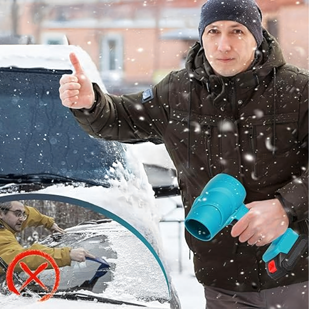 Juhtmevaba 400W käsipuhur lehtede, tolmu ja lume jaoks, 2 akuga 2x