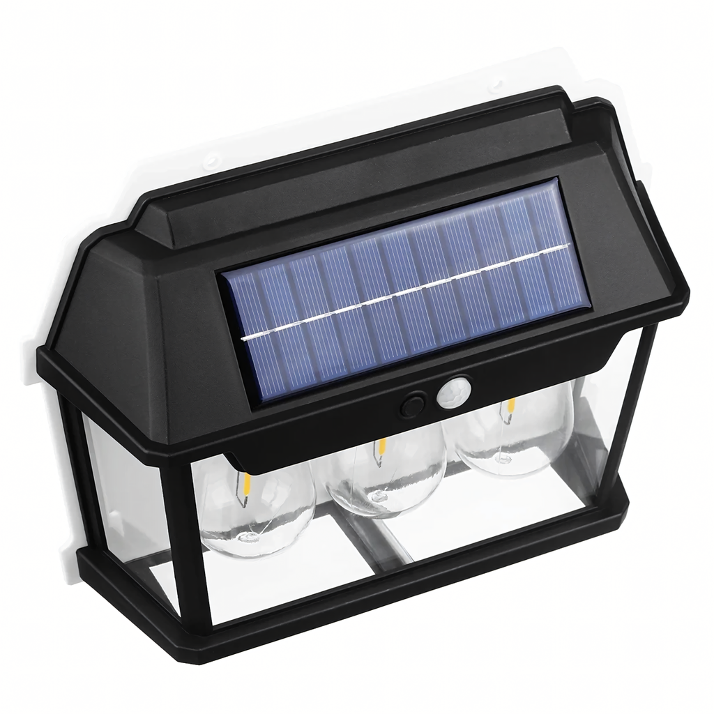 Triple LED Solar Wall Light with Motion Sensor for Garden and Exterior