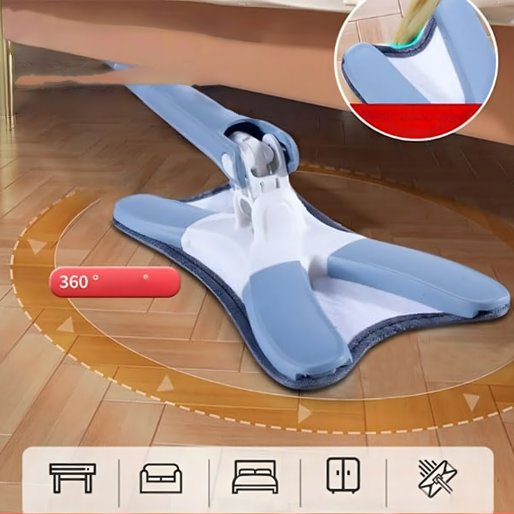 Flat Foldable Spin Mop with Twist Butterfly Wringer and Refill
