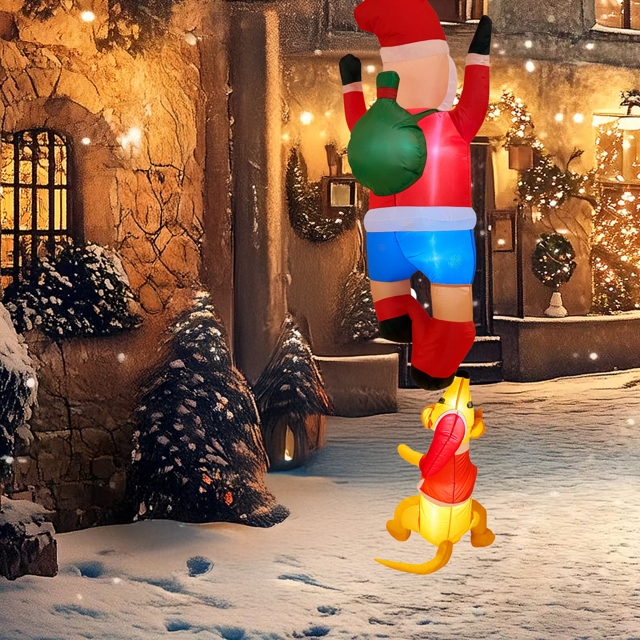 Täispuhutav jõuluvana põhjapõdraga 1.8m jõulukaunistus LED-taustvalgustusega