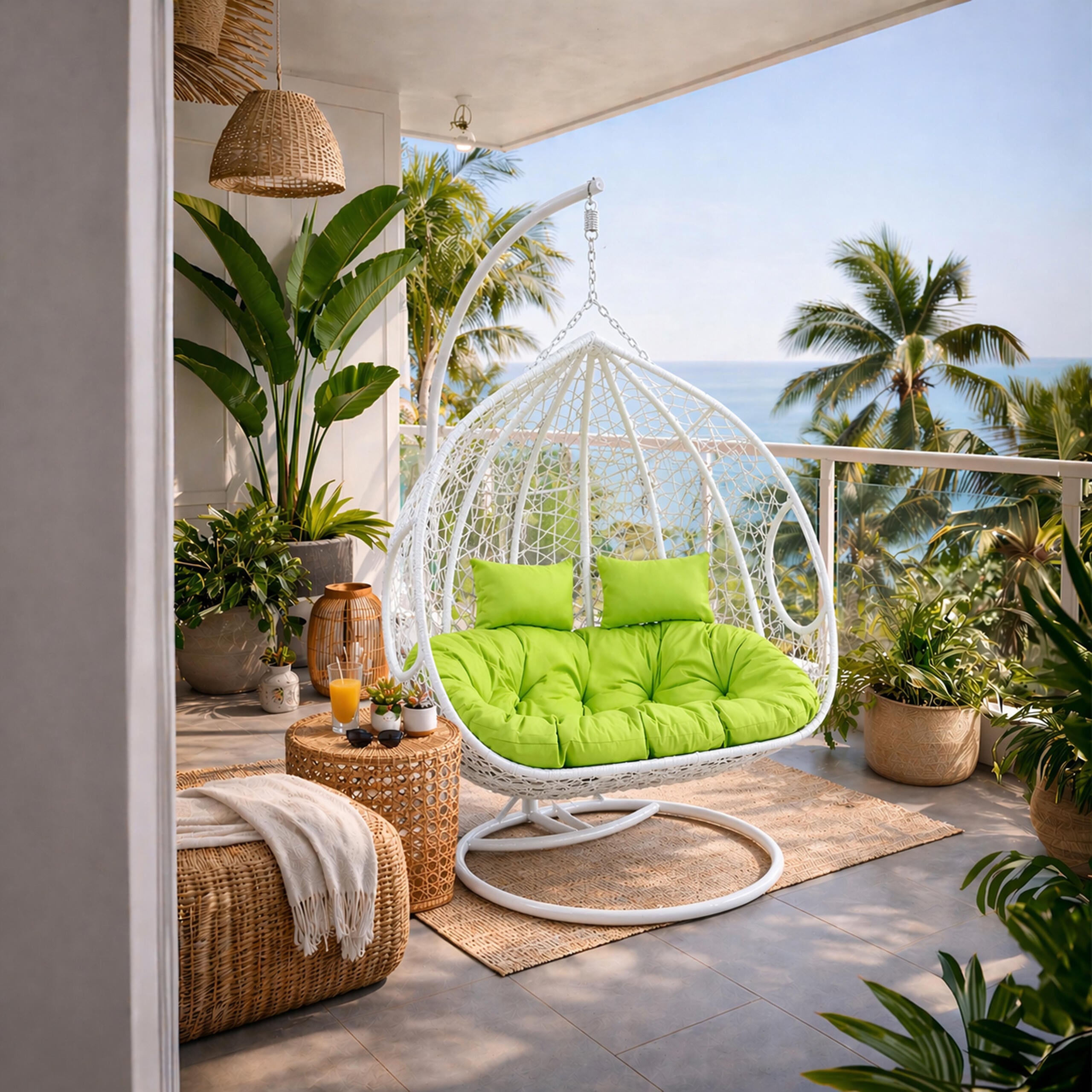Double Hanging Cocoon Chair Swing Basket 200kg White