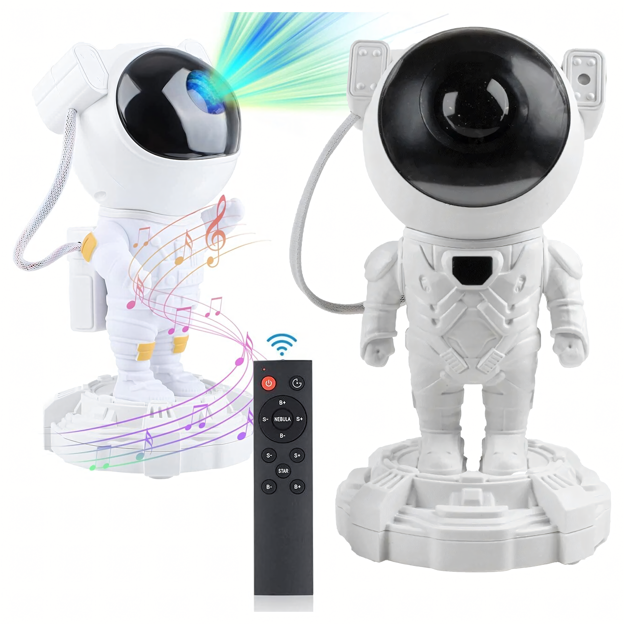 Tähtede projektor Astronaut Öölamp Projektor lapsele Kosmos Kaugjuhtimispult