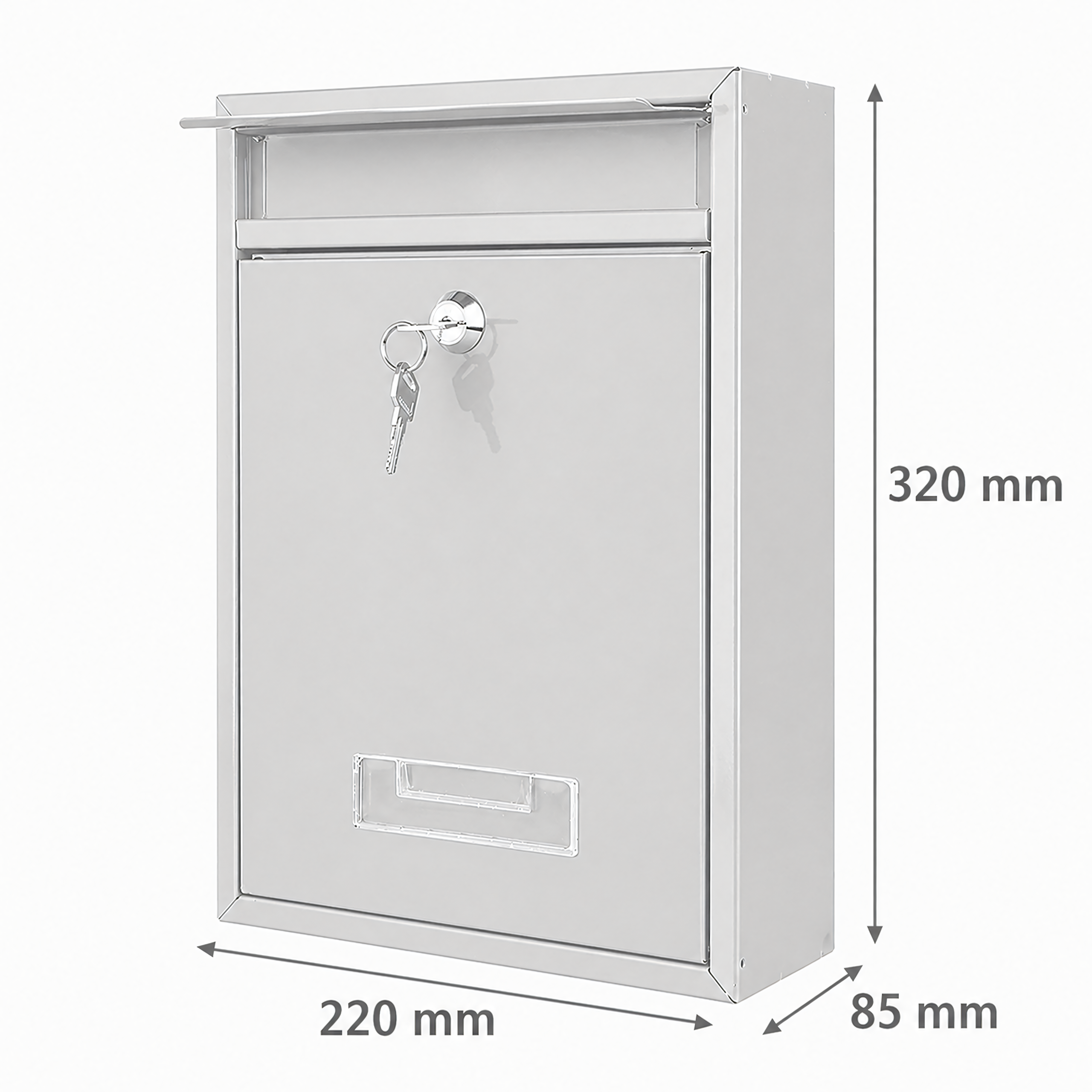 Steel Gray Mailbox with Lock and Window