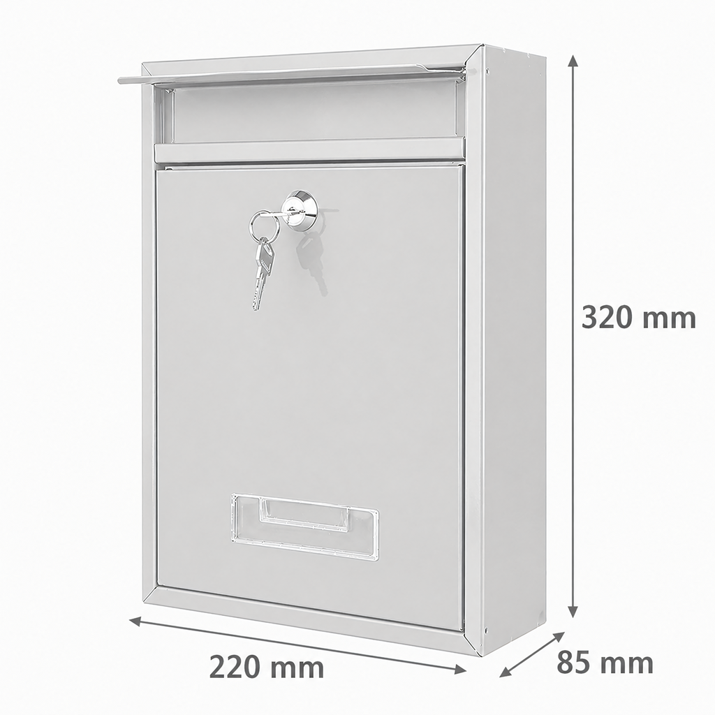 Steel Mailbox with Key Lock and Window 192 pcs Gray