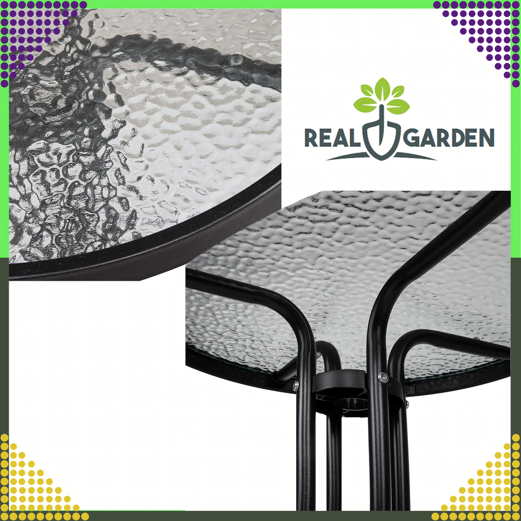 Tempered Glass Coffee Table Round Black 60 cm