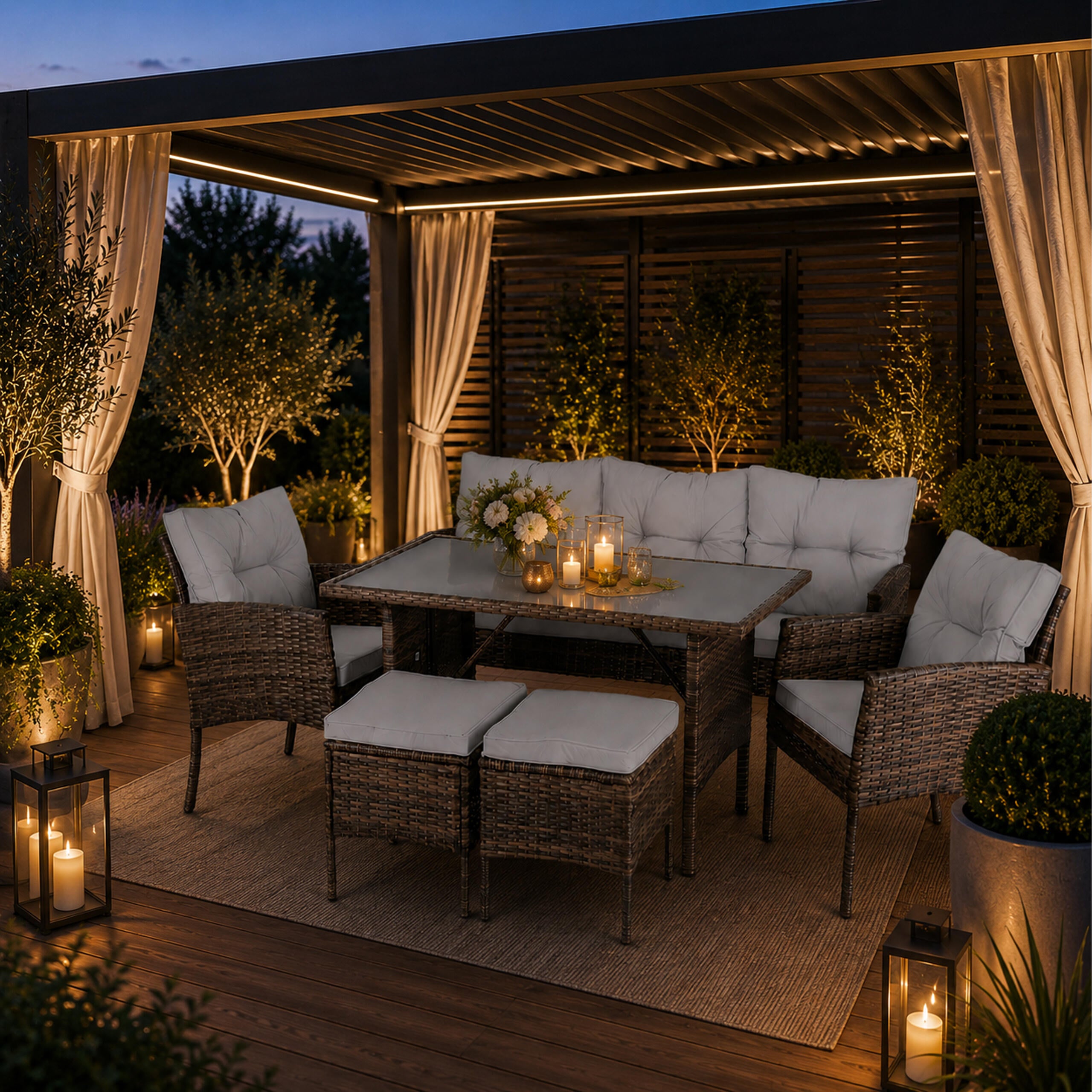 6-Piece Outdoor Rattan Furniture Set for Patio and Garden