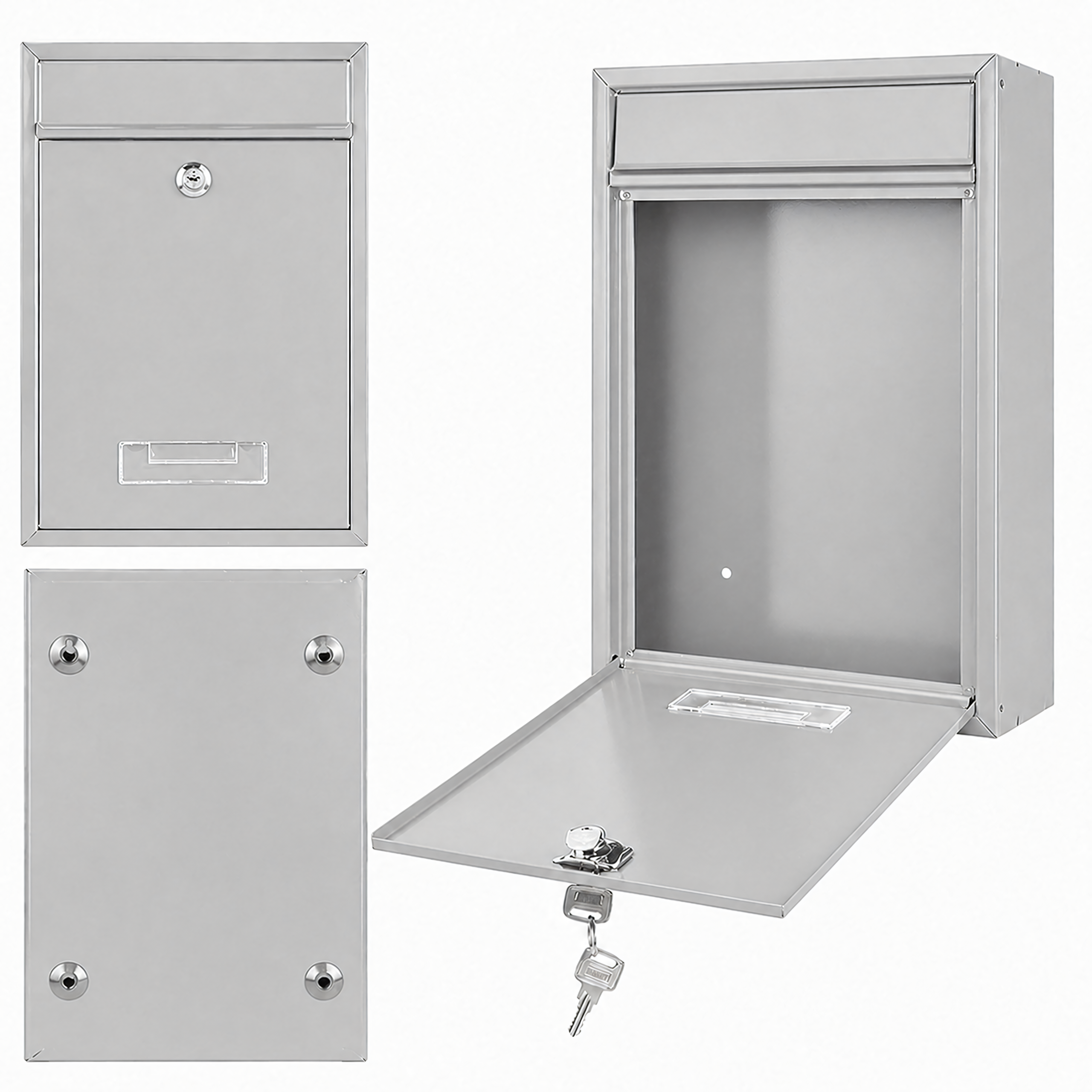 Steel Gray Mailbox with Lock and Window