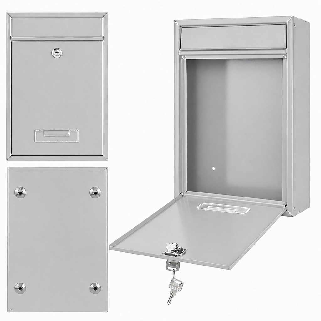 Steel Mailbox with Key Lock and Window 192 pcs Gray