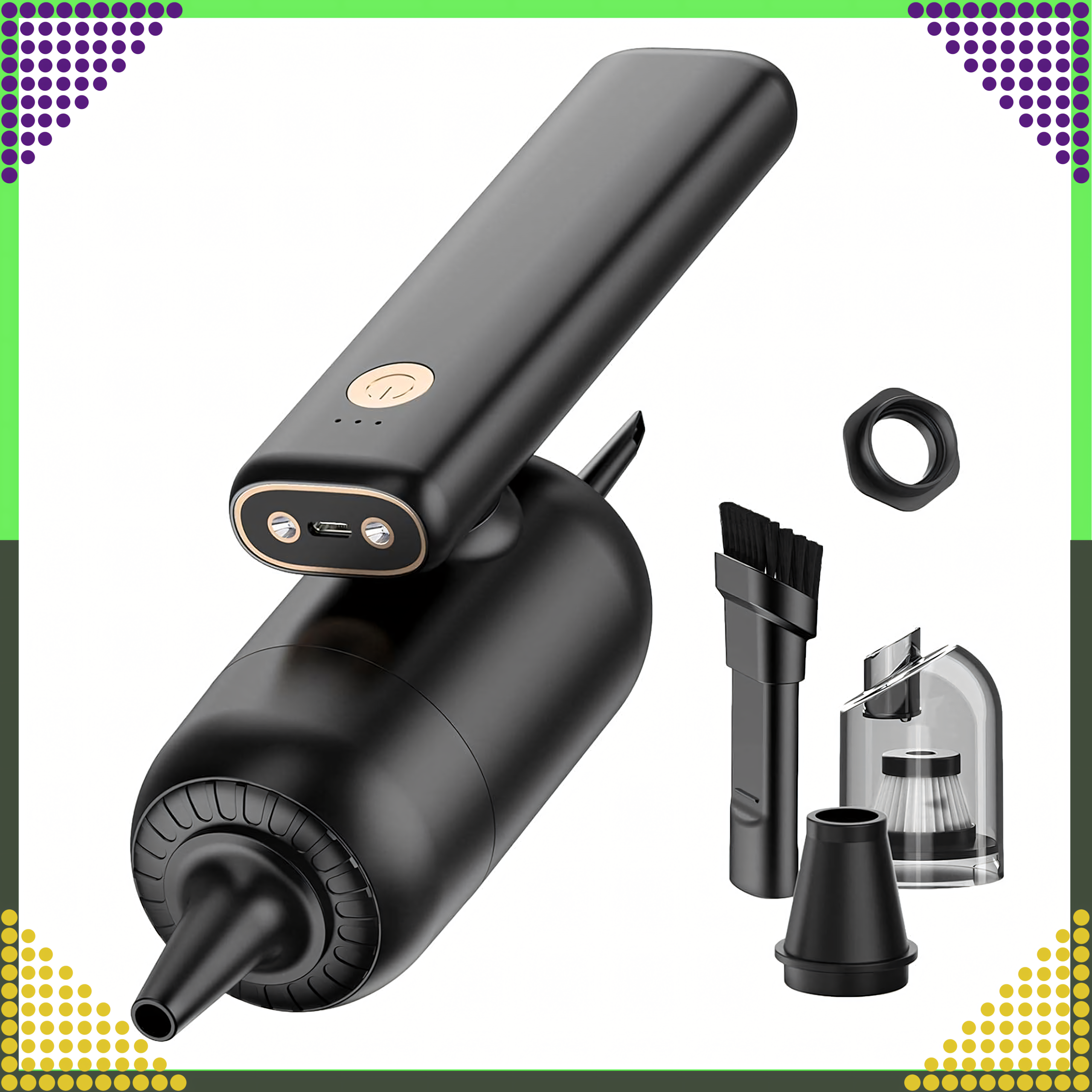 Handheld Cordless Car Vacuum Cleaner 2in1 with LED Blower