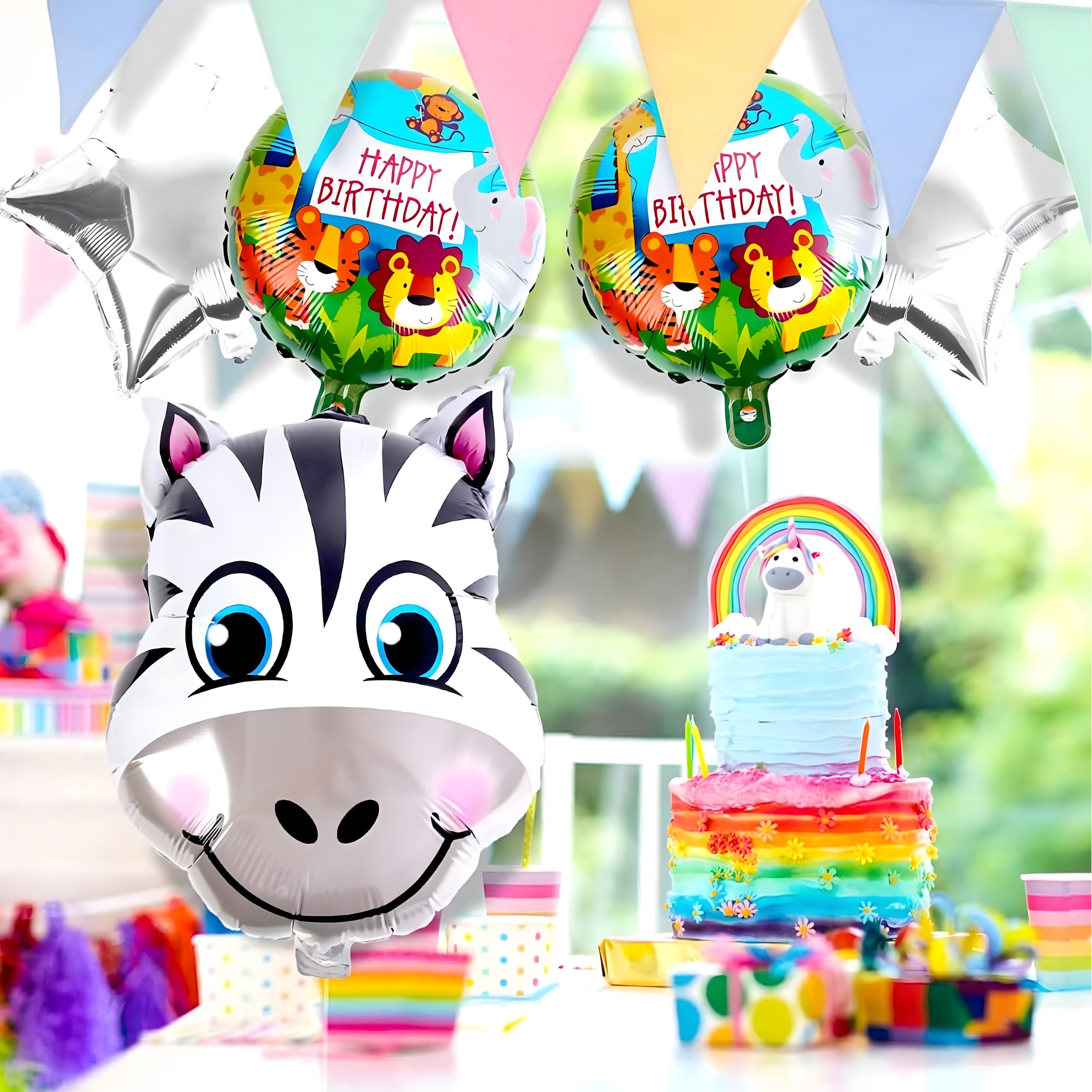 Sünnipäevalõhupallide komplekt Giraffe Animals sünnipäevapeoks 5 tk