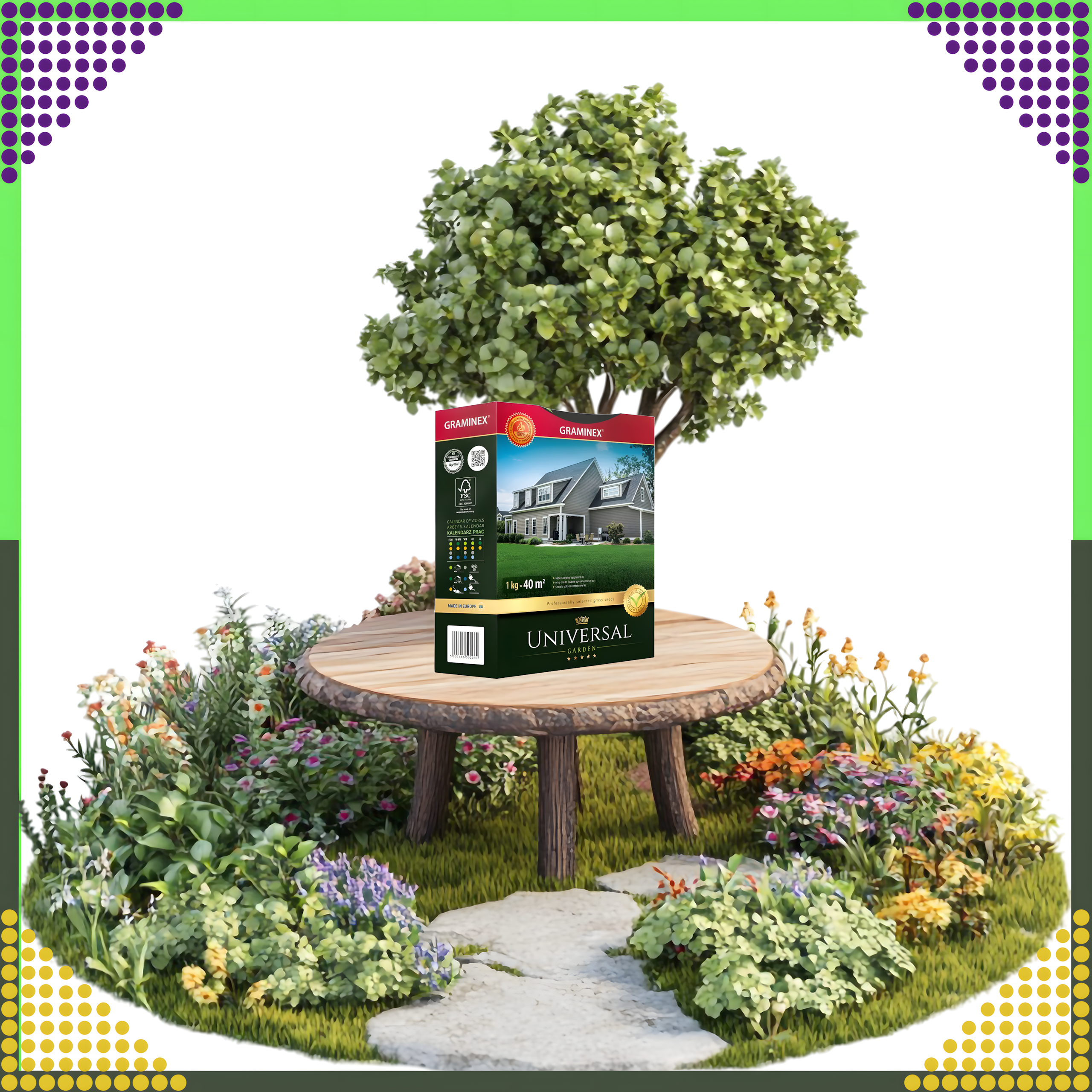 Premium Universal Grass Seed Mix 1kg for 40m² Resistant