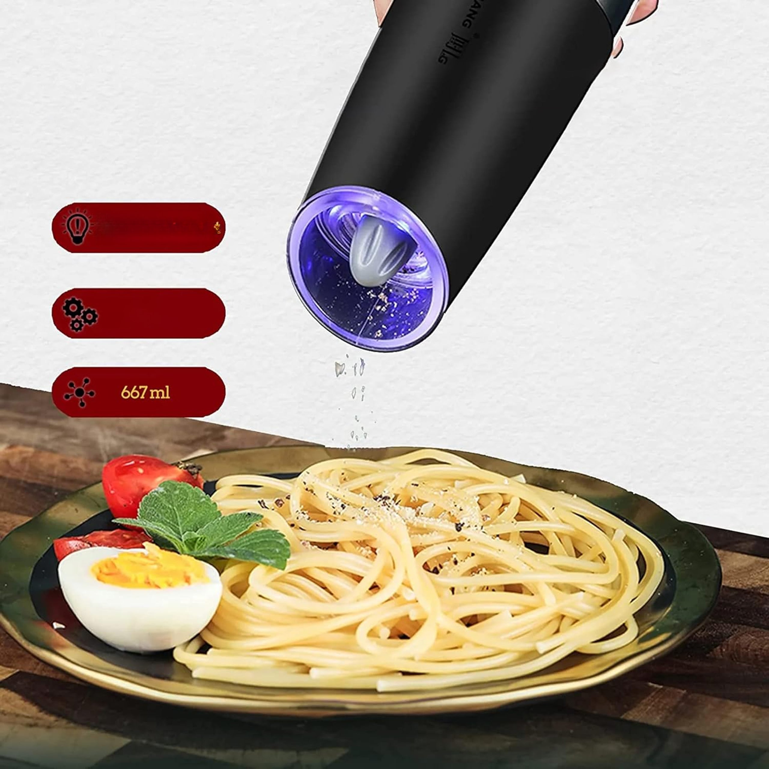 2 tk elektriliste gravitatsioonveskite komplekt soola, pipra ja vürtside jaoks 2x