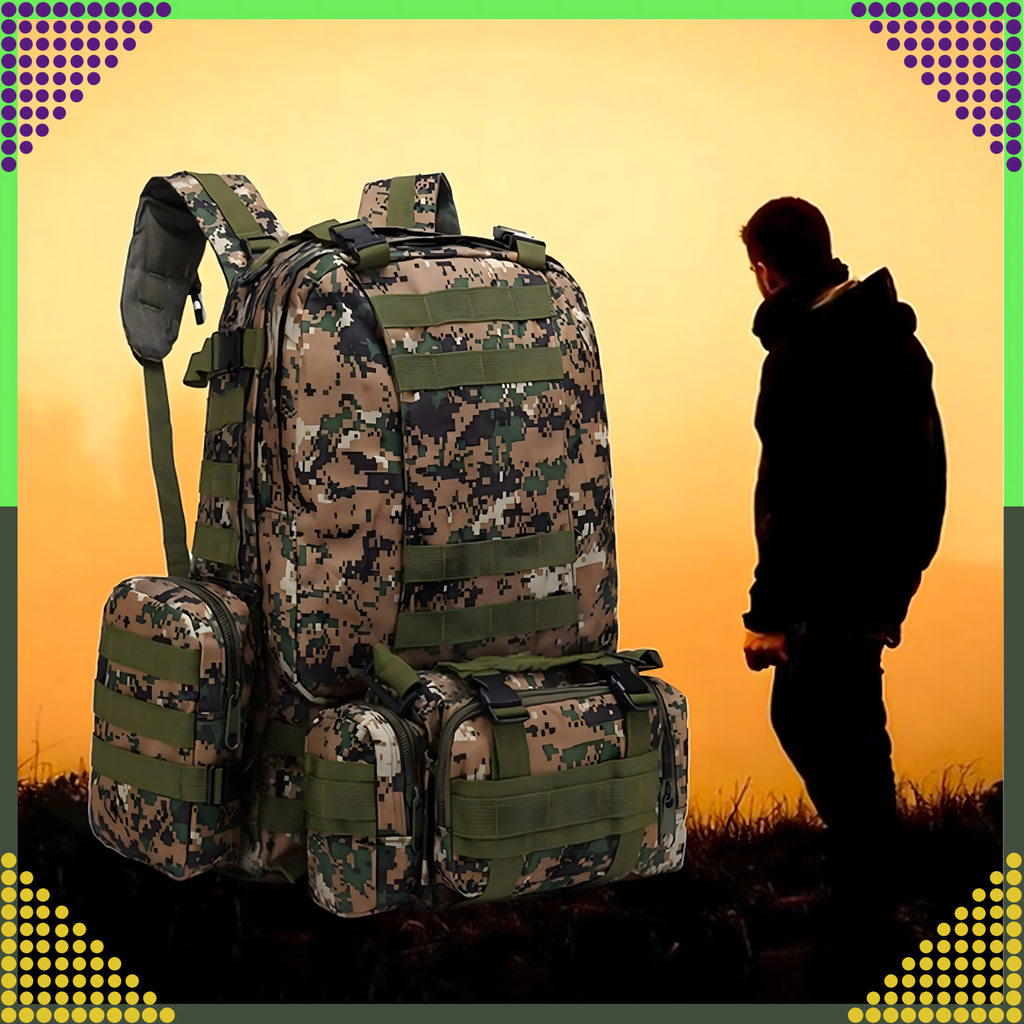 Tactical Military Travel Backpack 4-in-1 Survival 50L