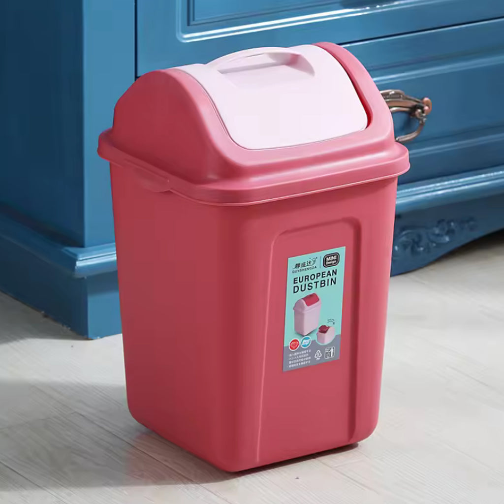 Narrow Plastic Waste Segregation Bin with Flip Lid 10 L