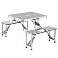 50x Folding Camping Table with Benches Aluminum Travel Set