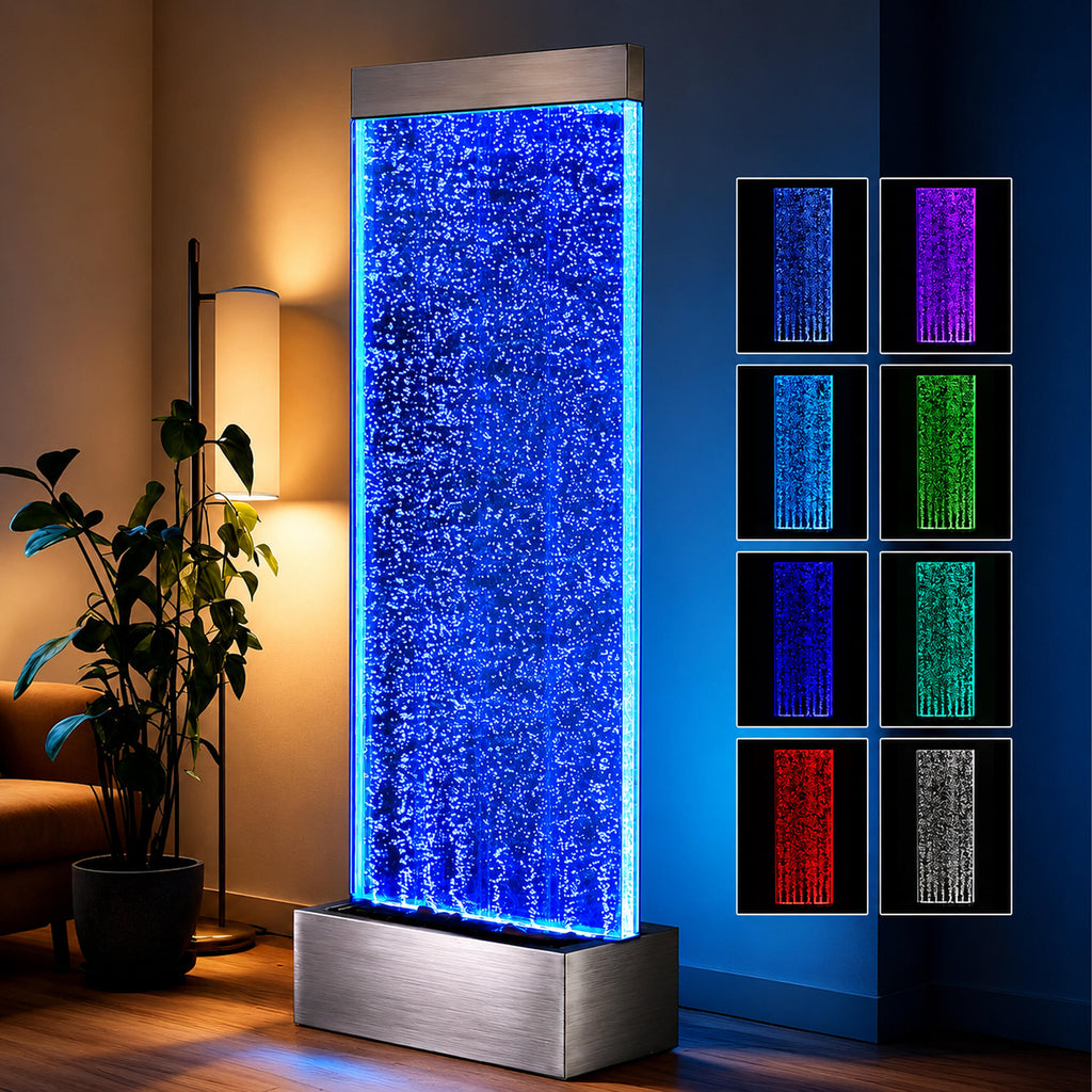 Freestanding Water Bubble Wall Fountain LED RGB 183x50.5x28cm