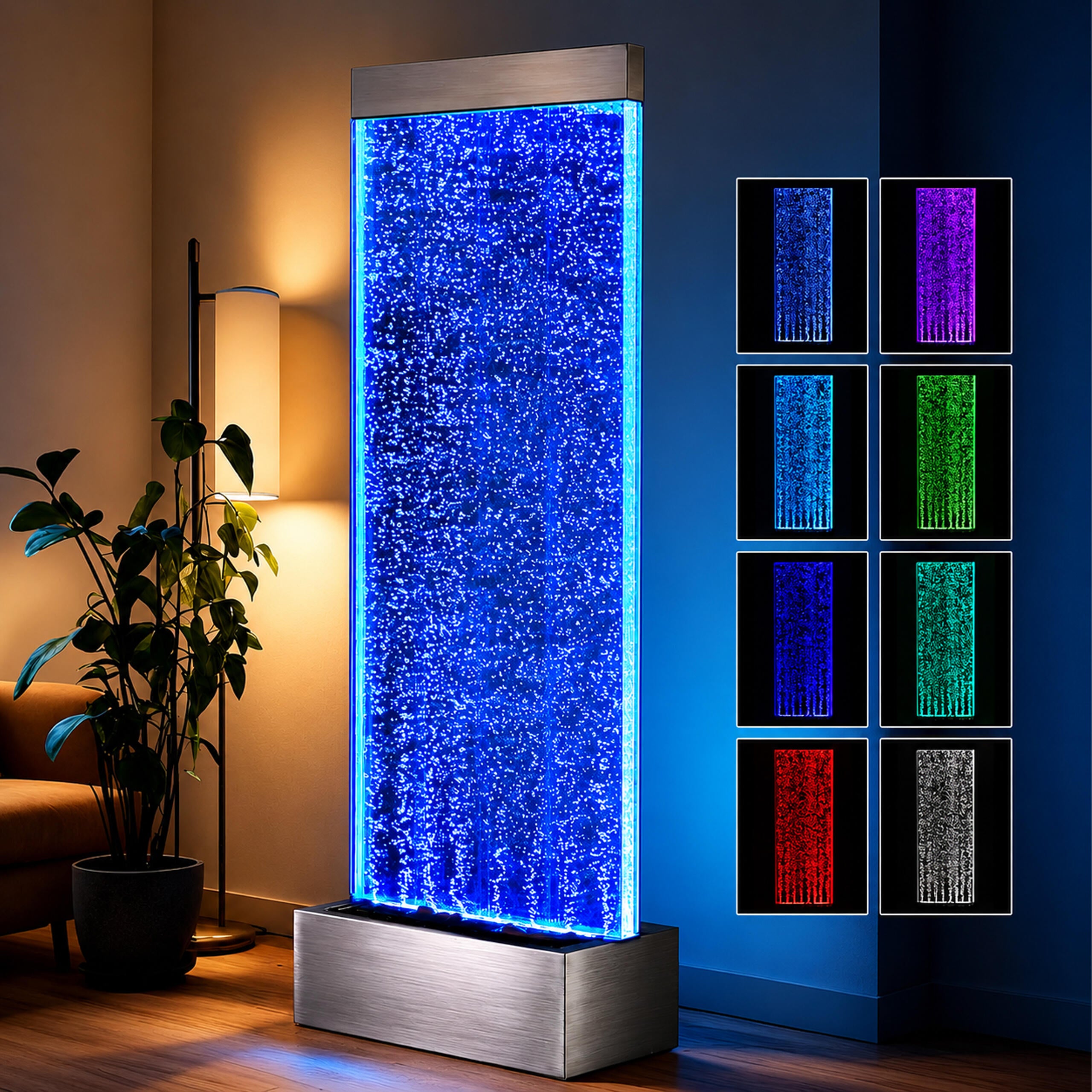 Freestanding Water Bubble Wall Fountain LED RGB 183x50.5x28cm