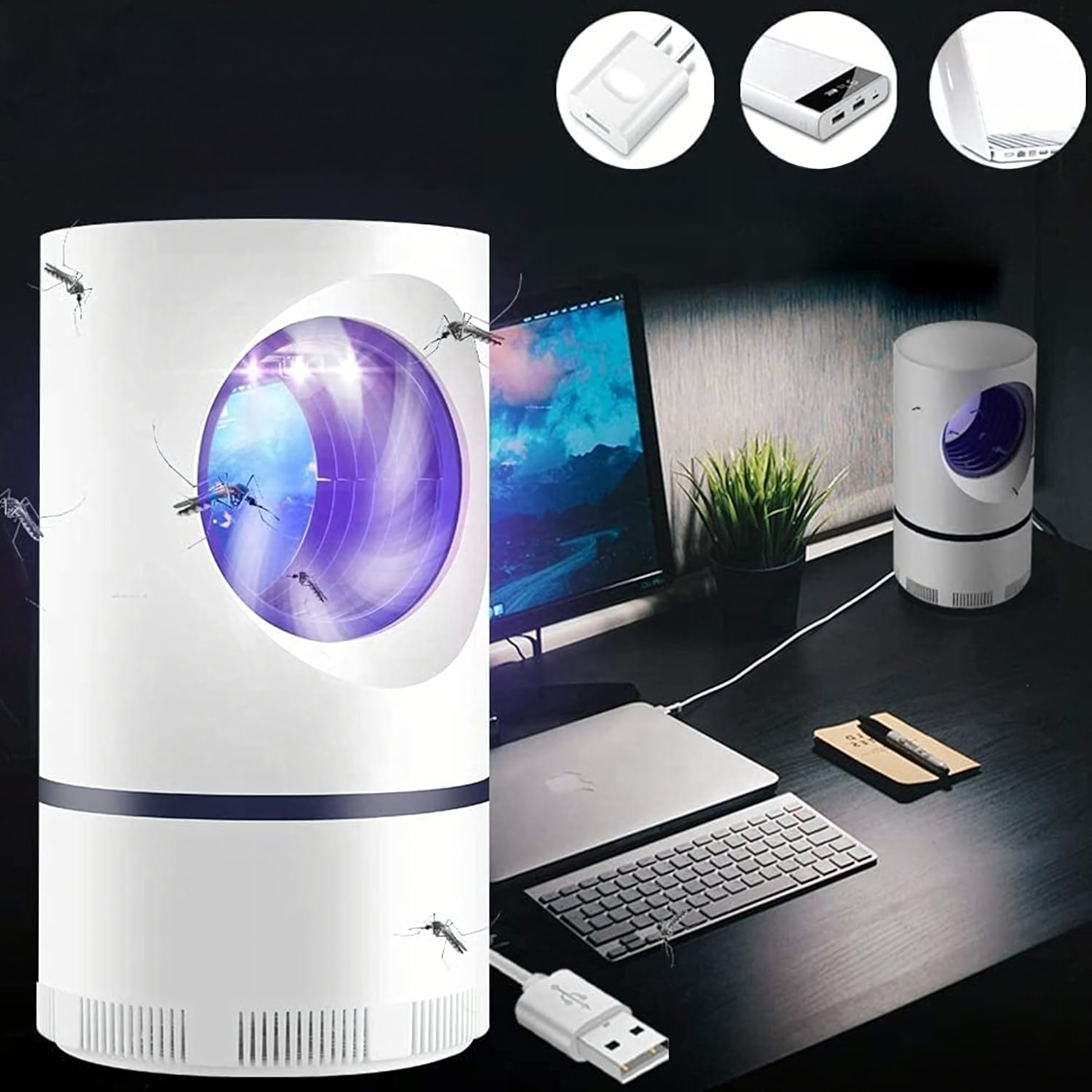 UV putukatõrjelamp sääskede, puukide ja kärbeste püüdmiseks USB ultraheliga