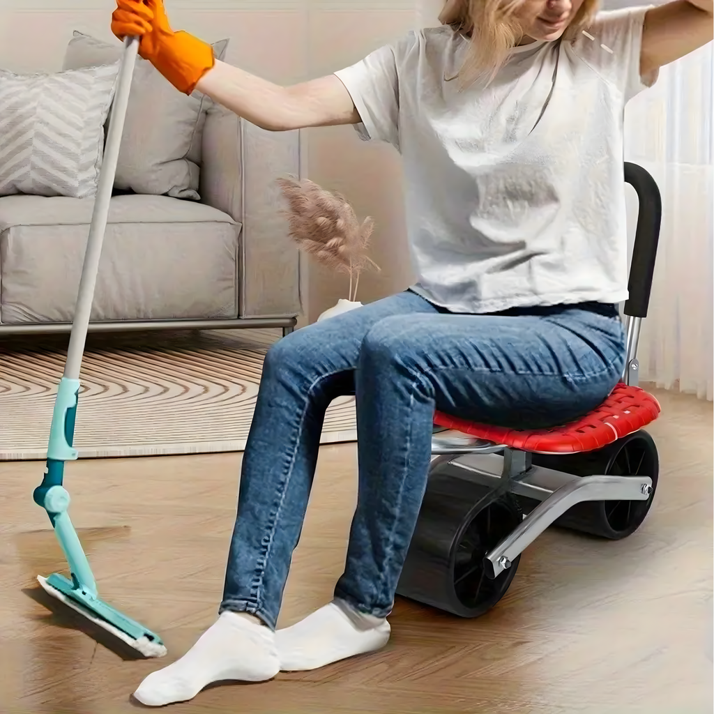 48x Trolley Stool Garden Stool Swivel 360 with Seat on Wheels