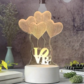 Love Hearts 3D Illusion Night Lamp for Bedroom Children USB