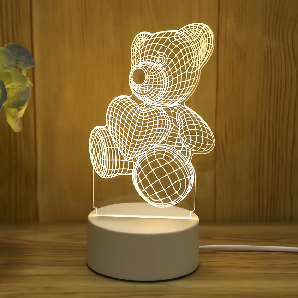 NICE DREAM Karu 3D-illusiooniga öölamp USB lauavalgusti laste magamistuppa