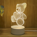 3D Illusion Bear Night Lamp for Children's Bedroom USB Desk Light