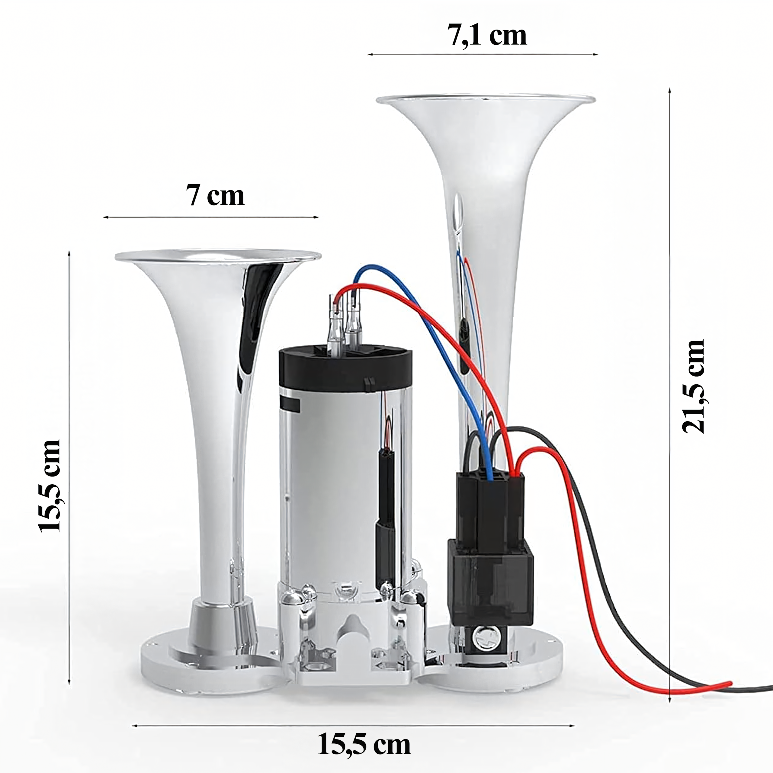 Topelt elektriline signaalitrompet kompressoriga 12V 600 dB vali