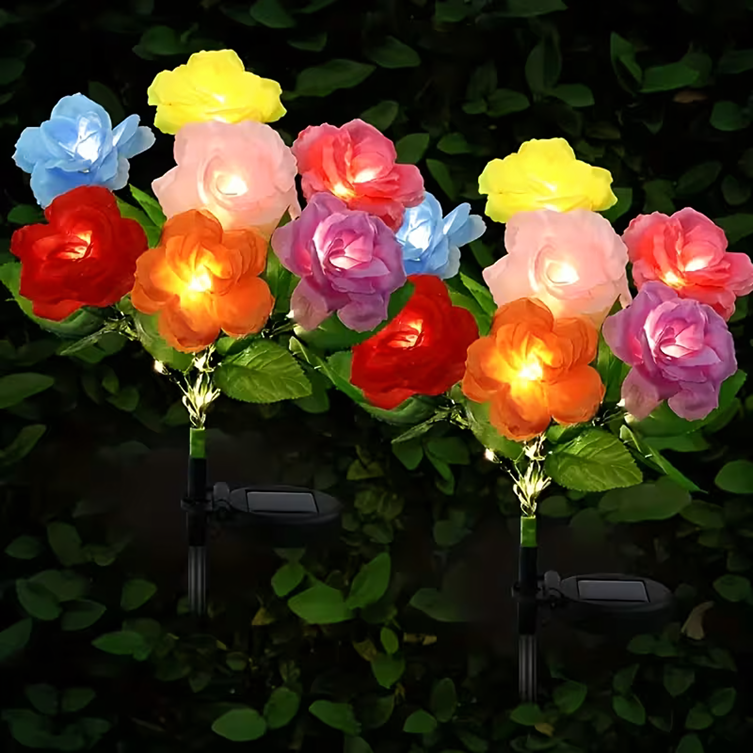 2 x päikesepatareiga aiamaa valgusti lille roosi dekoratsioon LED