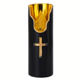 12x Black LED Candle Battery Operated with Flame Effect 15cm Candle Insert