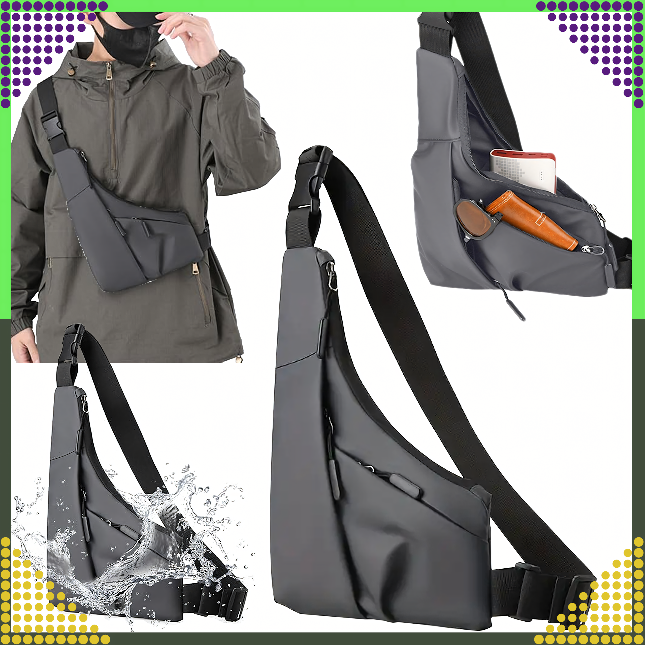 Waist Bag Backpack Shoulder Bag Urban Sporty Men's Women's Gray
