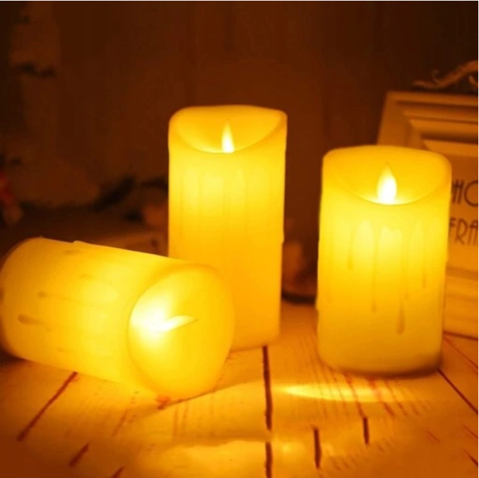 12x LED Candle Insert for Grave Light Flame Effect Candle 11cm Set with Batteries
