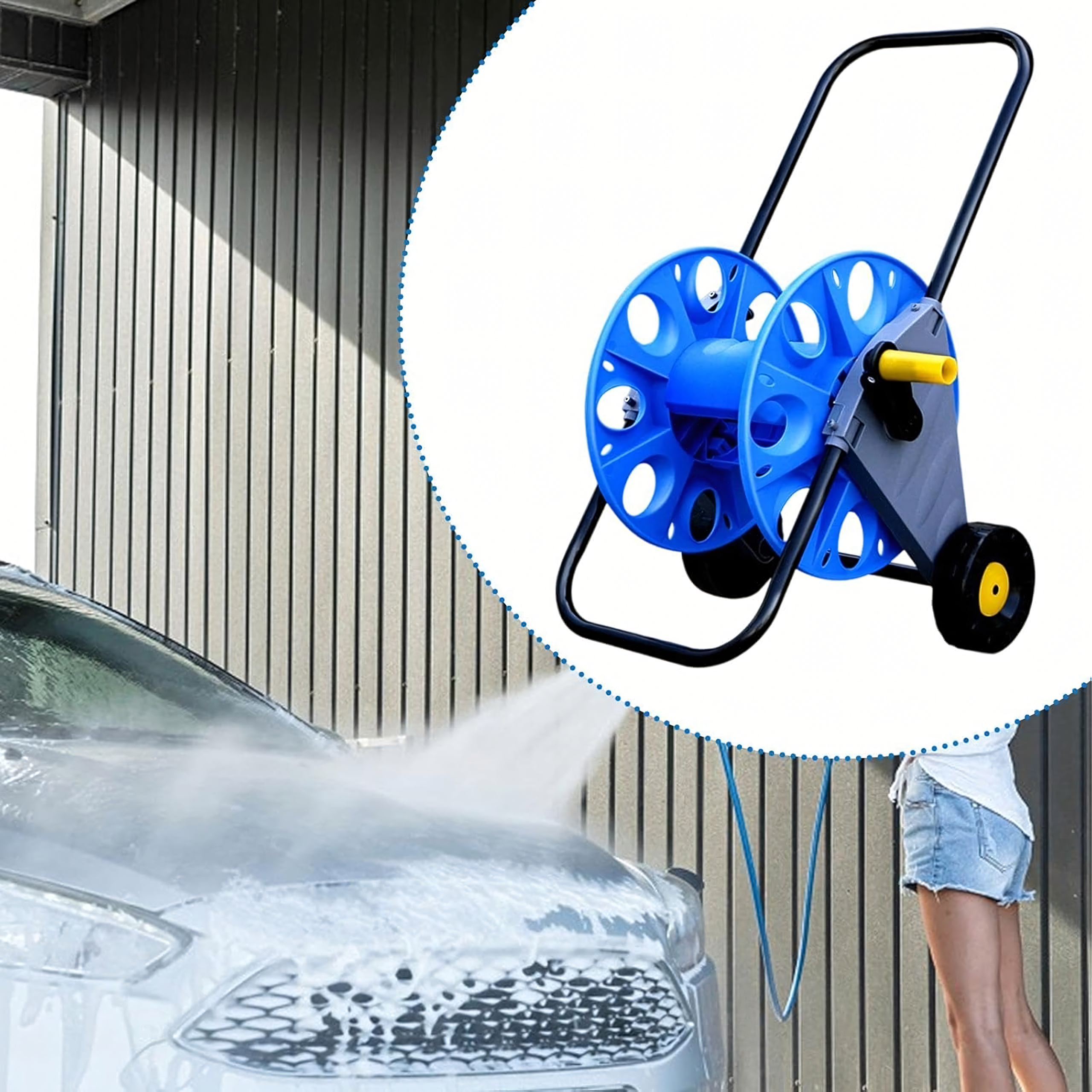 60x Lightweight Garden Hose Reel Cart Stand 60m