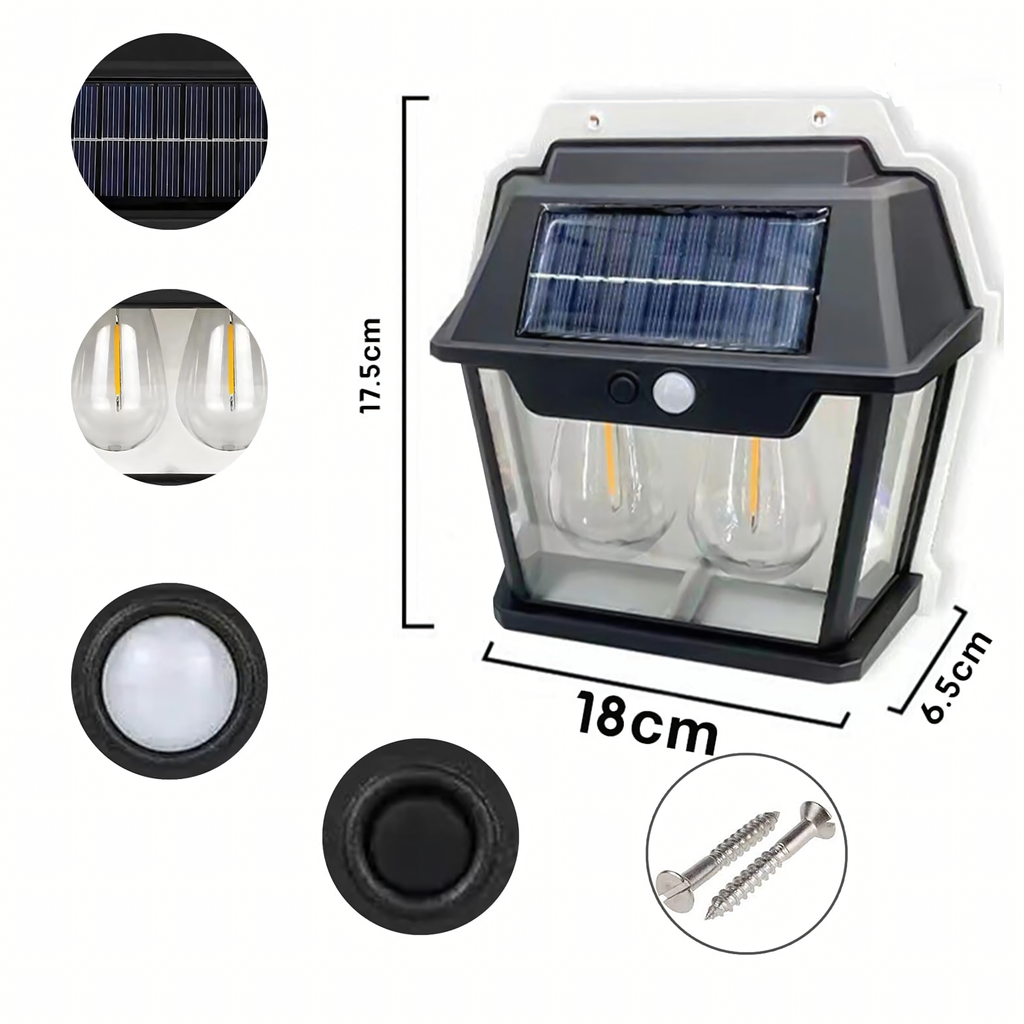 Double LED Solar Wall Light with Motion Sensor for Garden and Exterior (F15)