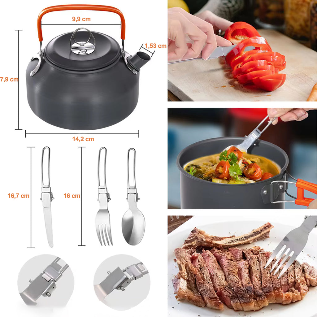 LARGE SURVIVAL SET CAMPING UTENSIL TOURIST POTS XXL FRYING PAN