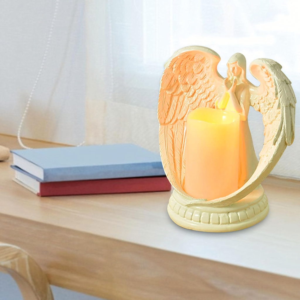 Dekoratiivne kujukese küünlaalus ingel LED jõulud aed 21cm