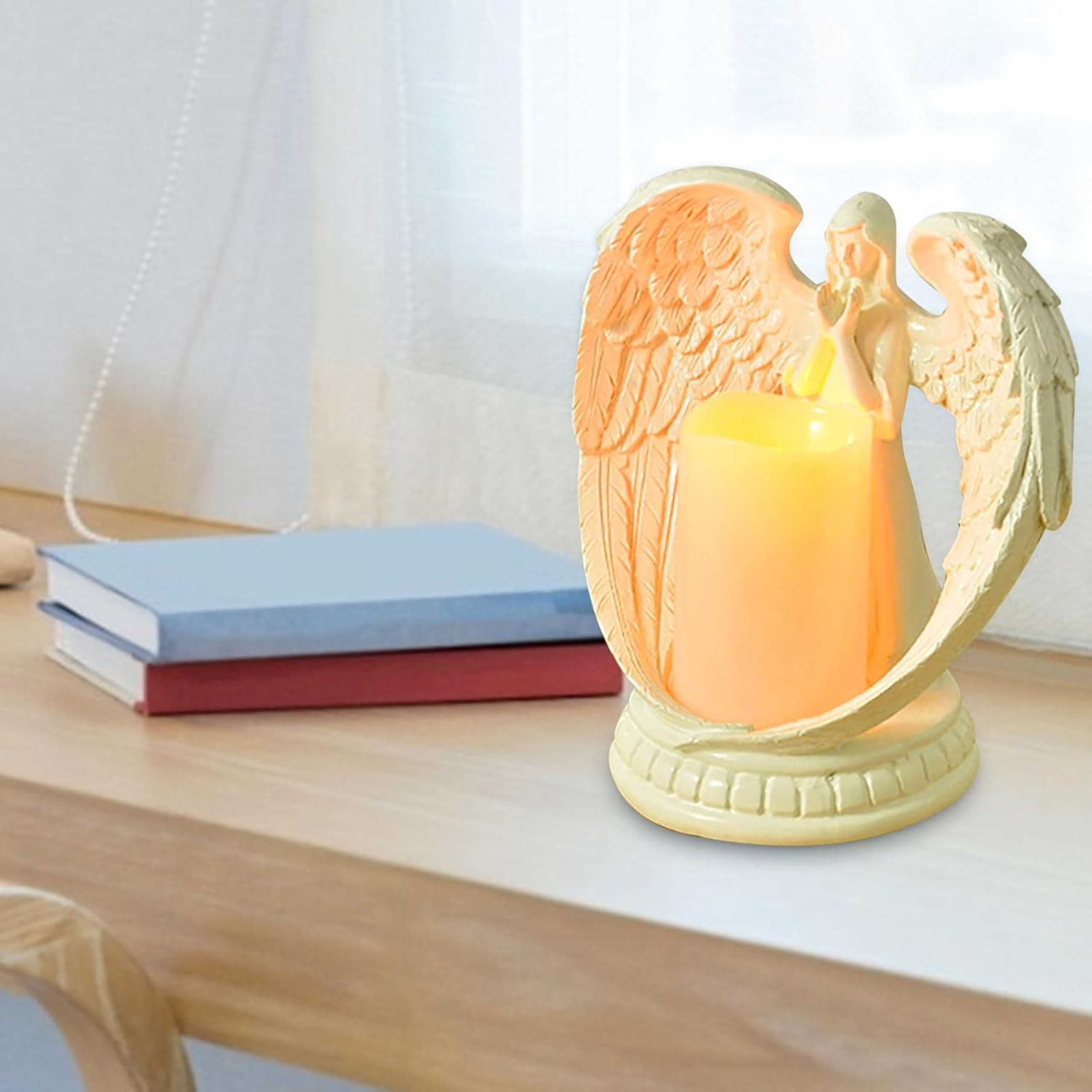 Dekoratiivne kujukese küünlaalus ingel LED jõulud aed 21cm