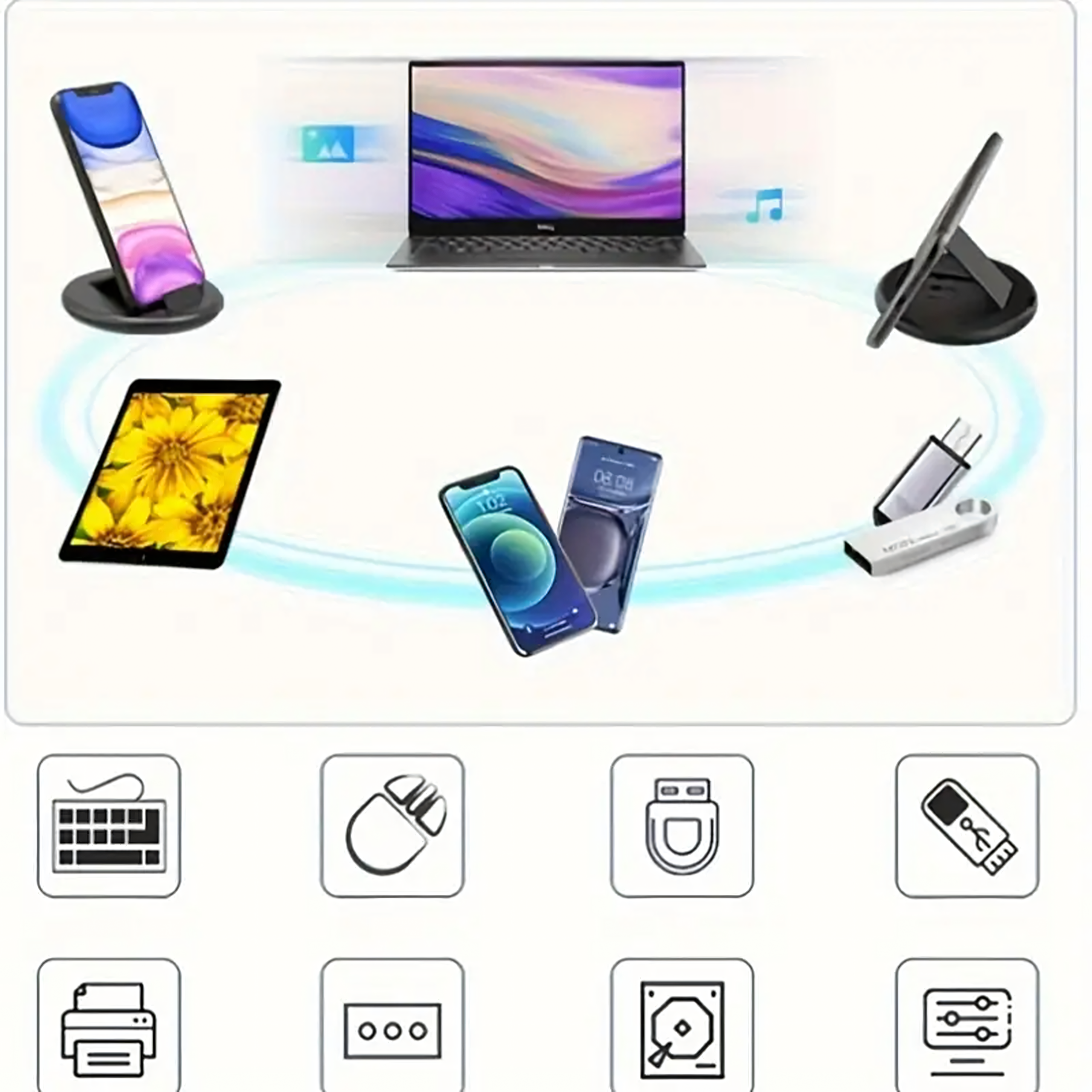 5in1 reisikorraldaja telefoni USB-C, Lightning, Micro USB-A adapterite jaoks