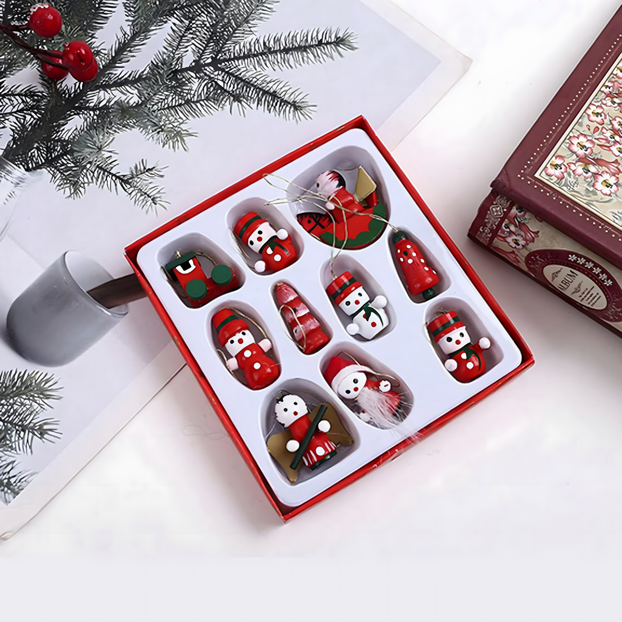 Puidust jõulukuulid ripatsid jõulupuu kaunistused 10 tk