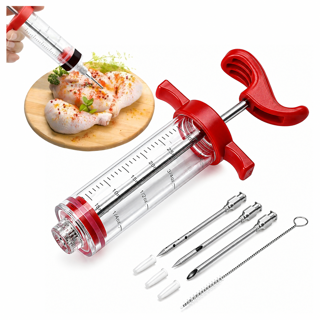 Meat Injection Syringe 30ml with 3 Needles