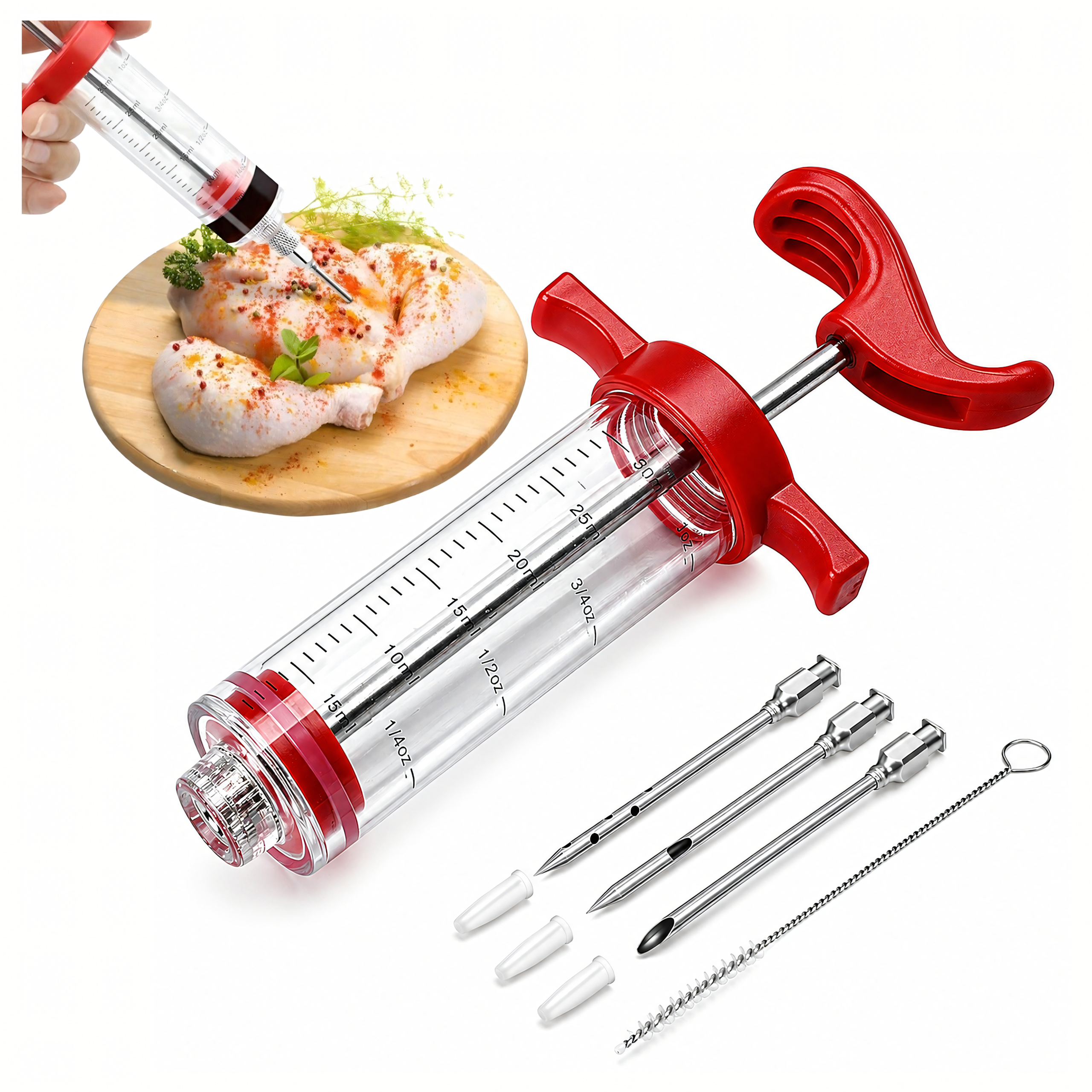 Meat Injection Syringe 30ml with 3 Needles