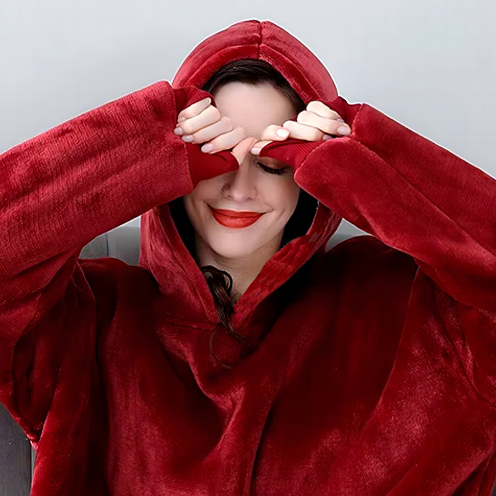 Suur pusa-pleed, ülisuur, paks pusa kapuutsiga, naiste ja meeste hommikumantel