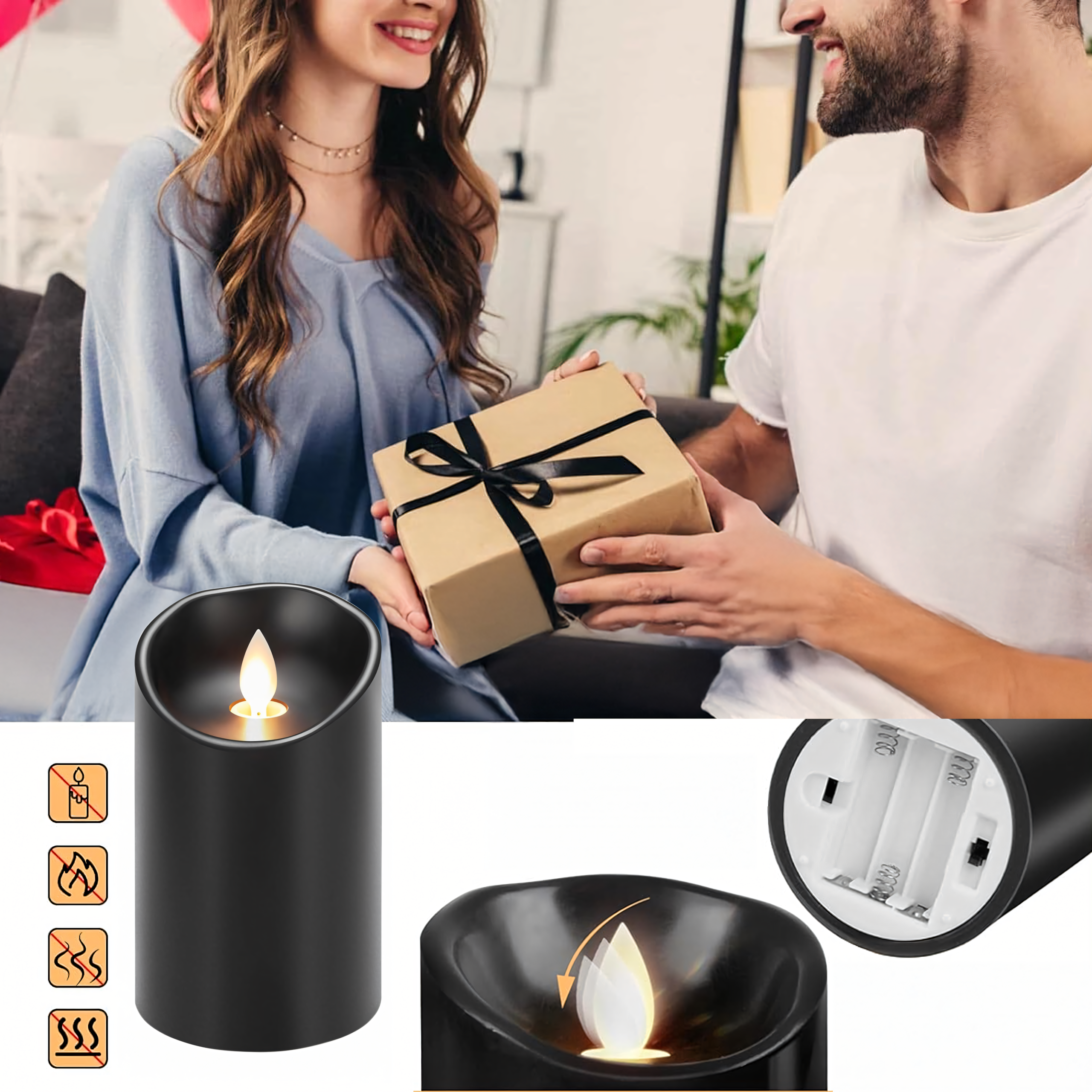 12x Küünla sisend Patareitoitel küünal Led-küünal 15 cm Leegi efekt