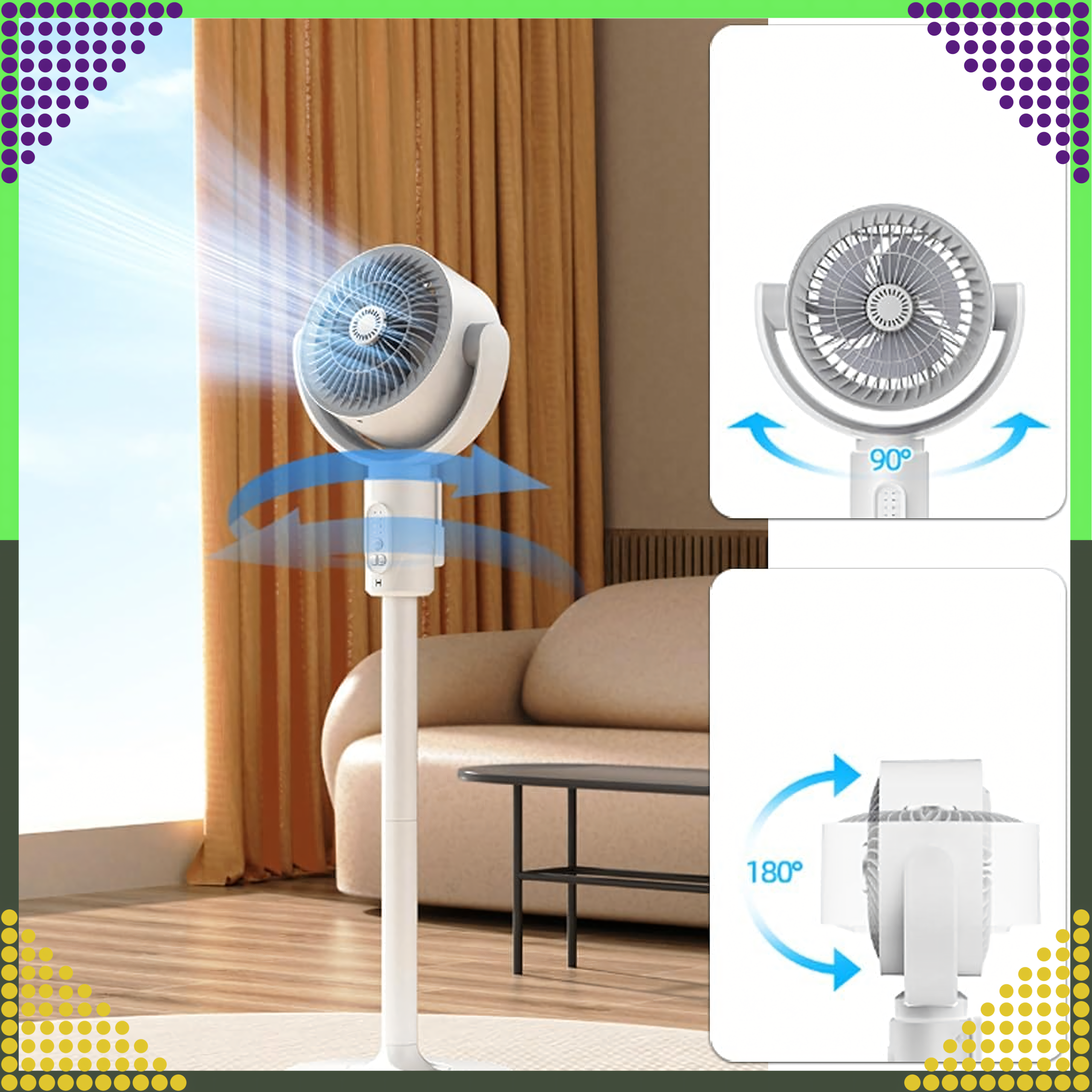 96 tk. Juhtmevaba põrandaventilaator, terrassile, põrandale, kontorisse, kaugjuhtimispuldiga