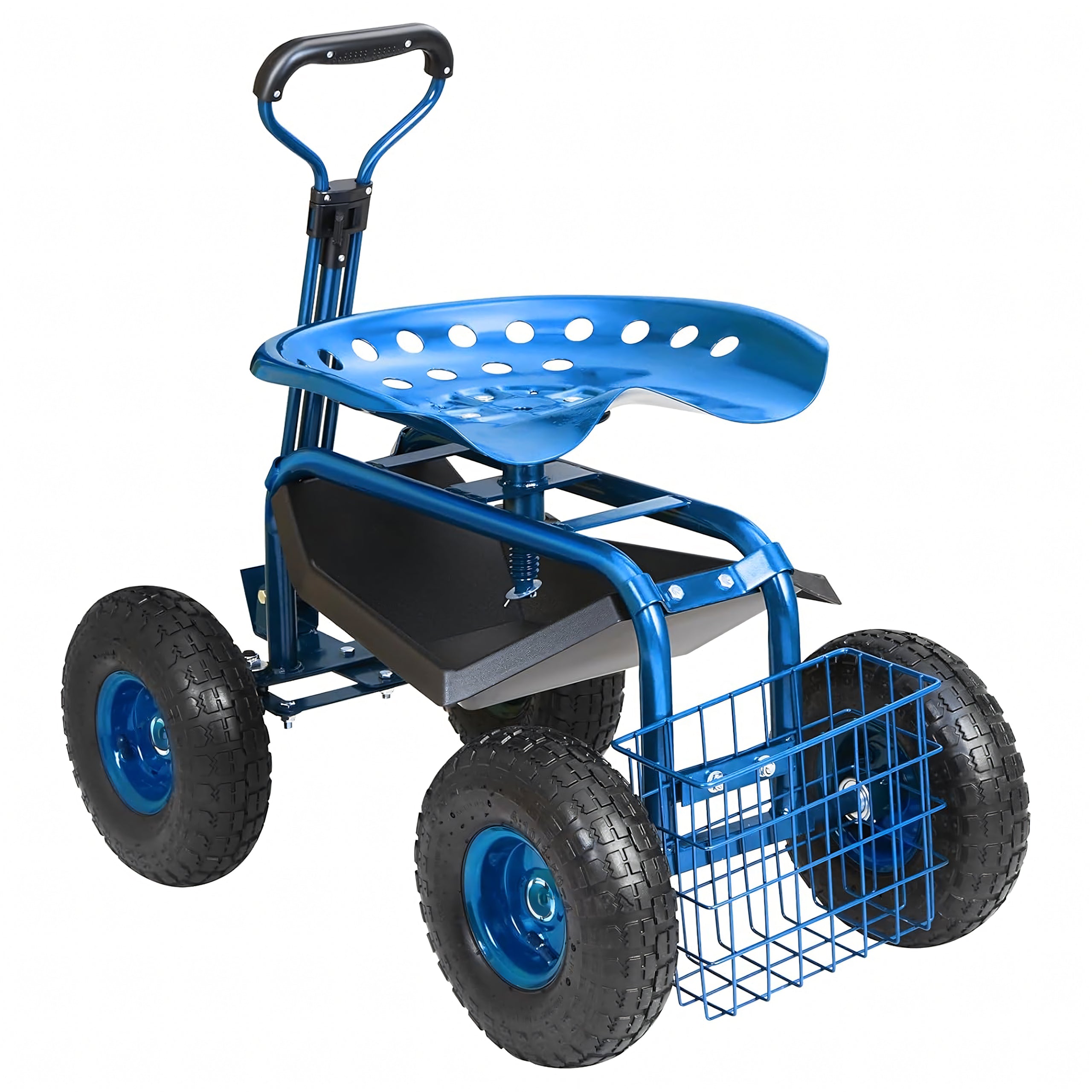 Rotating Garden Cart 360° Seat Stool on Wheels with Basket 24 pcs